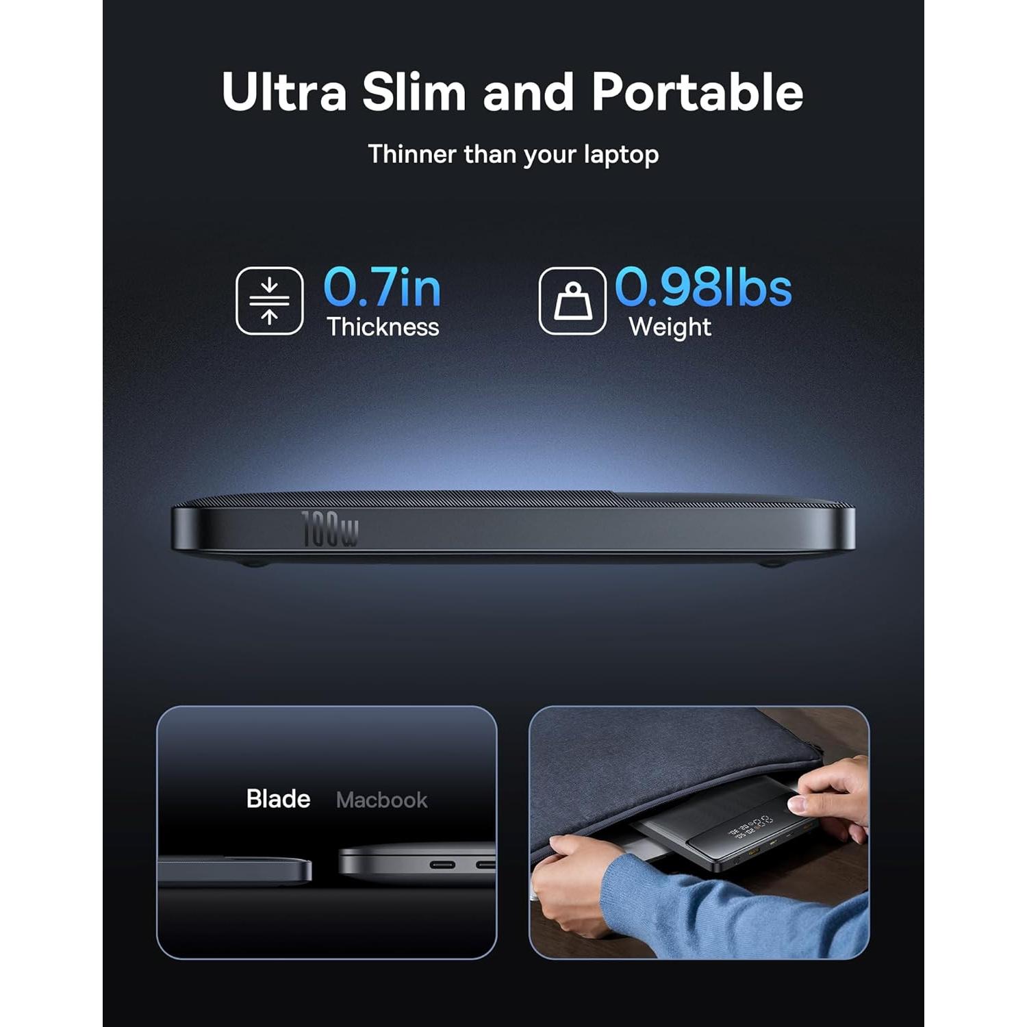 Cargador Portátil Baseus 100W 20000mAh Carga Rápida USB-C