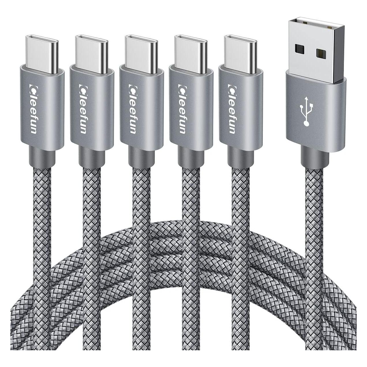 Cable USB C CLEEFUN 5 Unidades 1.83m Carga Rápida