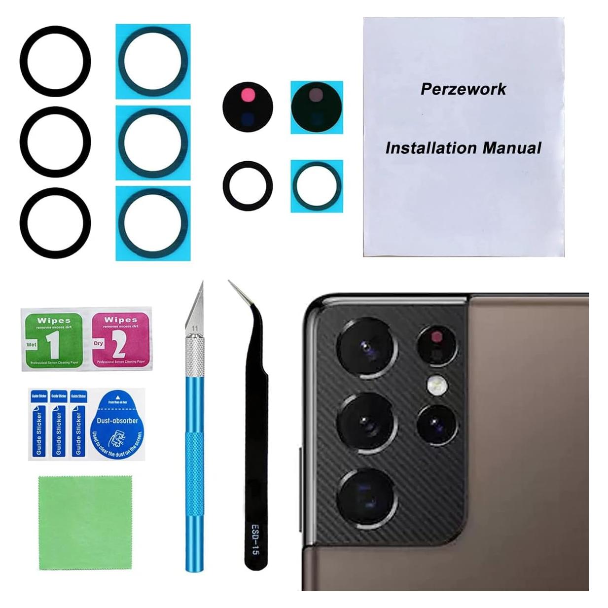 Juego de Reemplazo Lente de Cámara Samsung Galaxy S21 Ultra