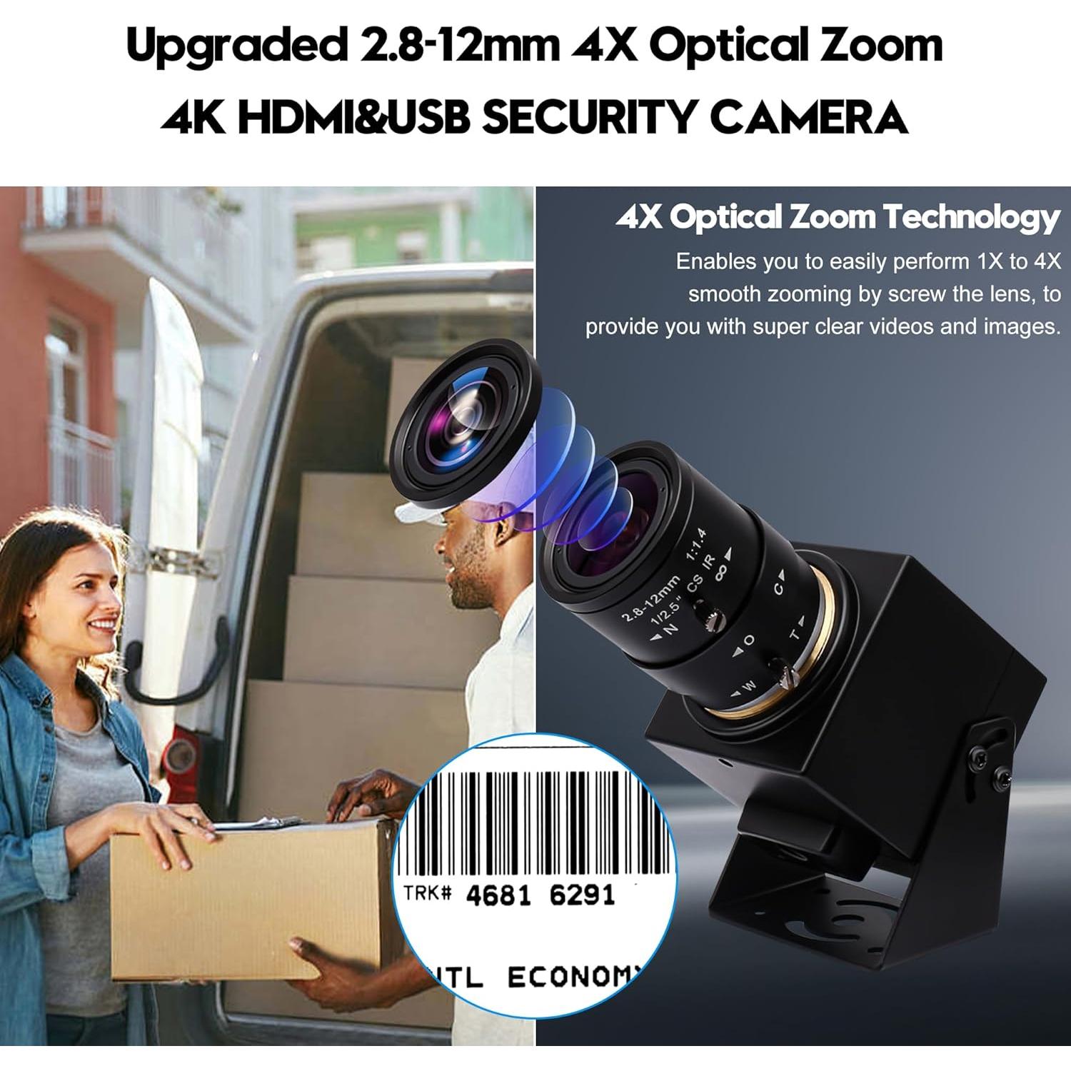 Cámara USB HDMI 4K ELP con Zoom Manual 2.8-12mm