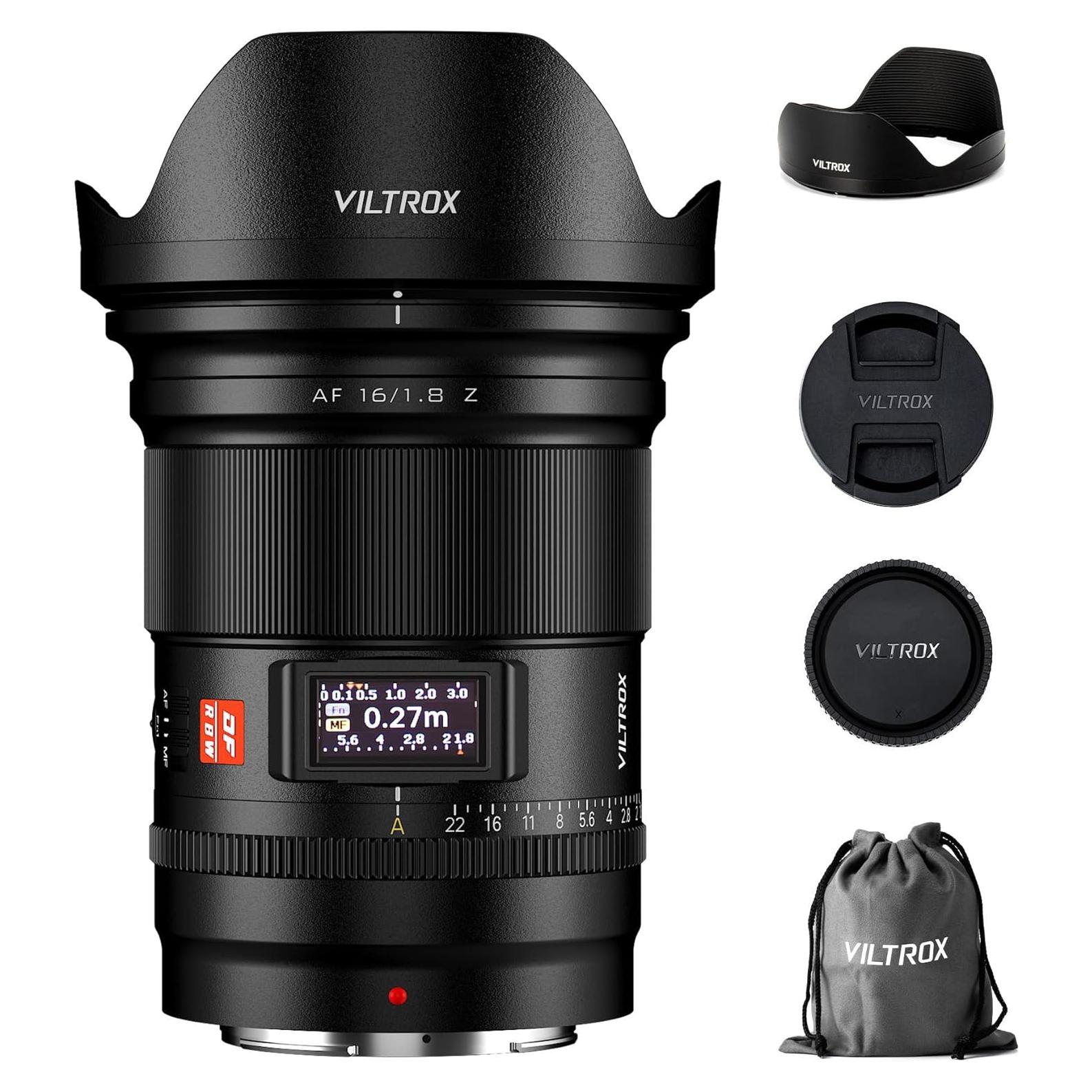 Lente VILTROX 16mm F1.8 para Nikon Z - Gran Angular Auto Enfoque