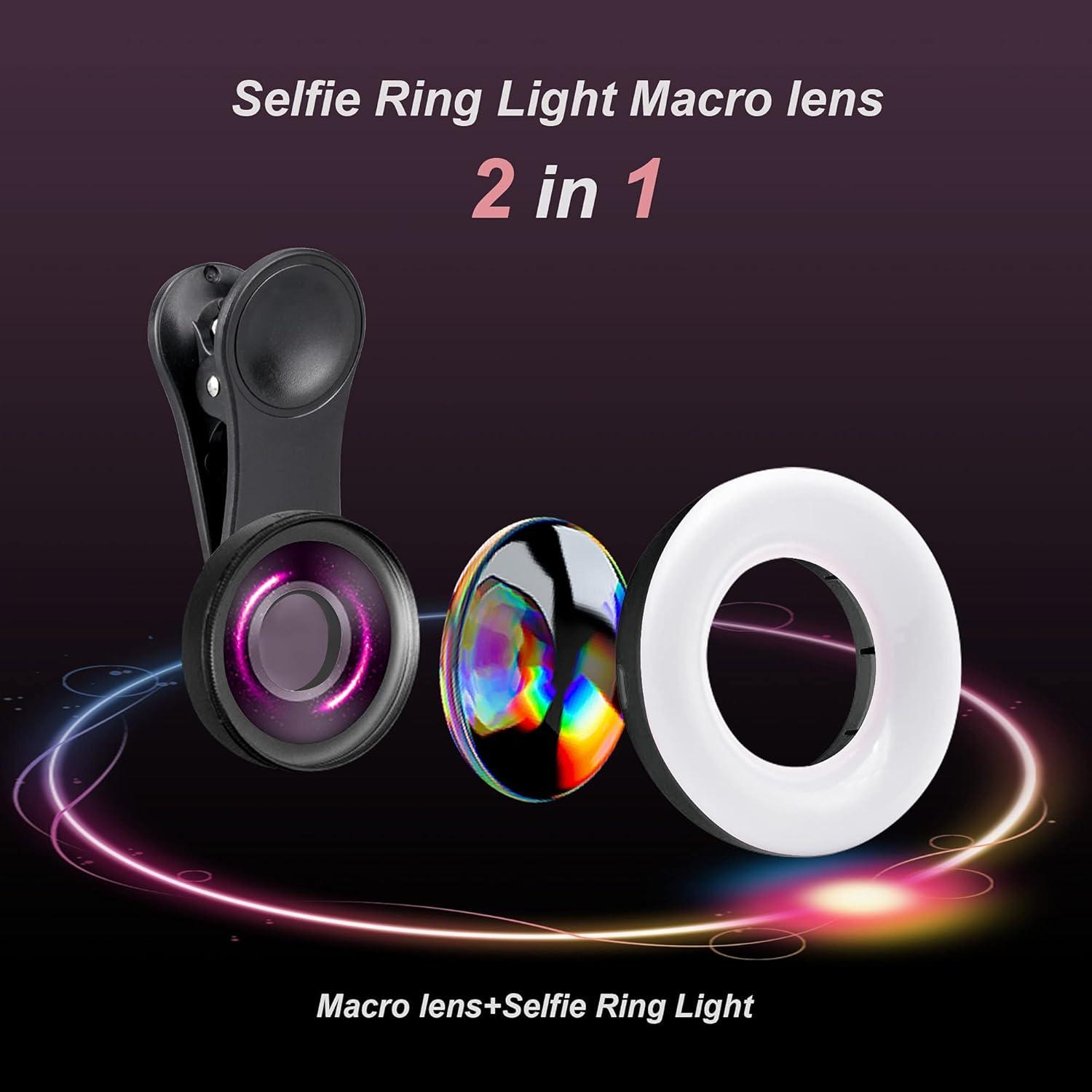 Lente Macro YZZY con Luz de Anillo para Smartphone - Negro