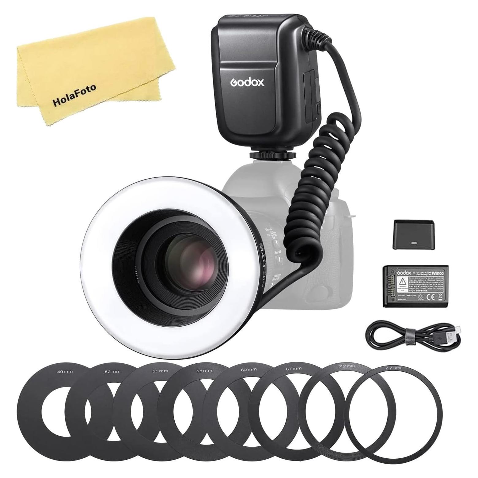 Flash de Anillo LED Godox MF-R76 con Batería 2600mAh