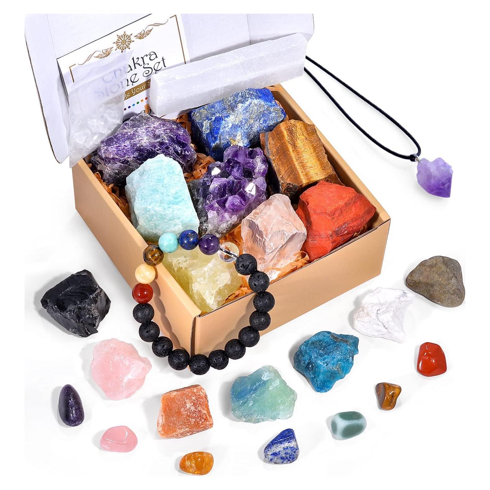 Set de 26 Cristales Sanadores AOOVOO con Chakra y Pulsera