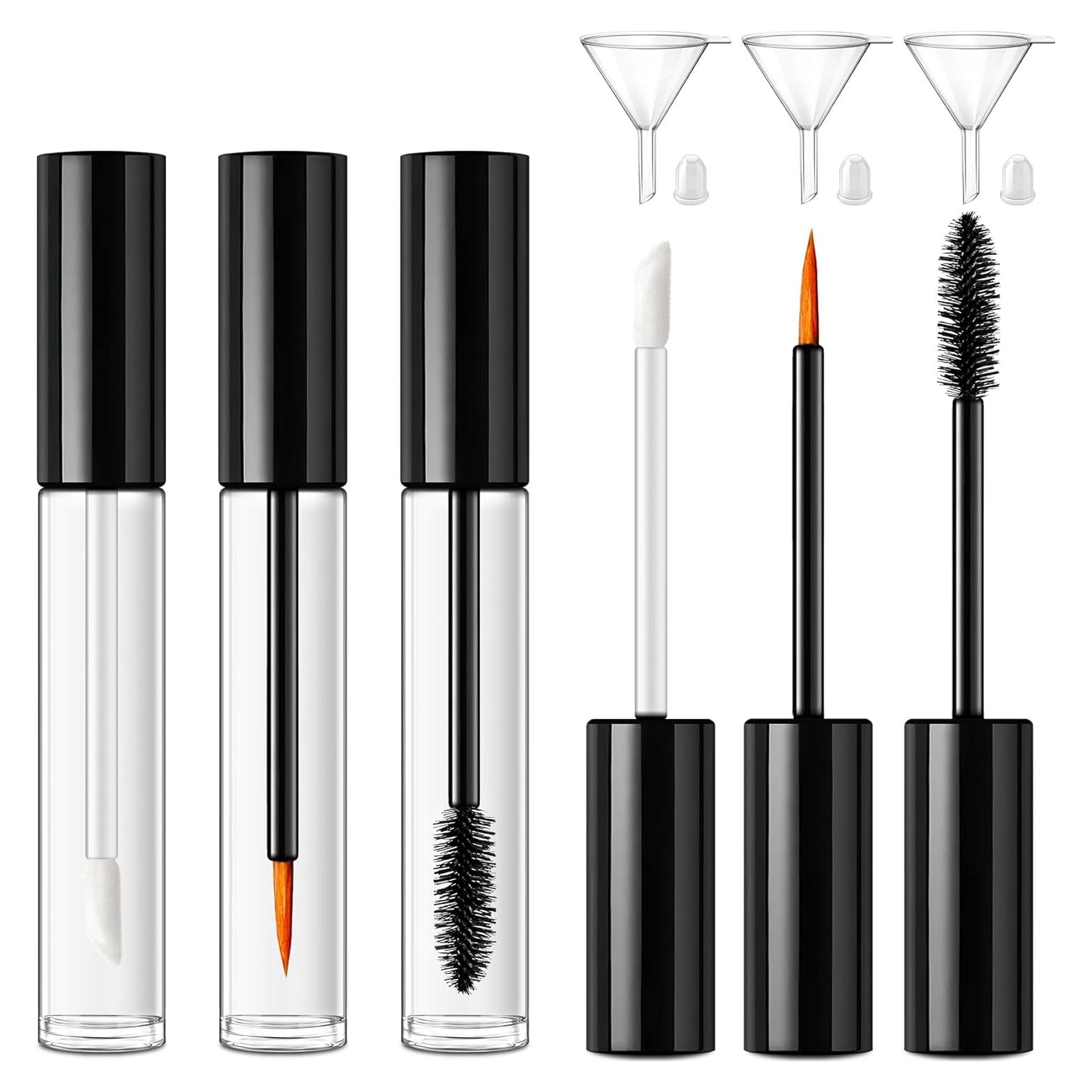 6pack Mascara Tubes Empty for Castor Oil, 10ML Mascara Wand Tube, Eyeliner Tube & Lip Gloss Tube Kit with Funnel, Travel Mascara Tube for Eyelashes Serum Eyebrows Growth Oil, DIY Skin Care Essentials…