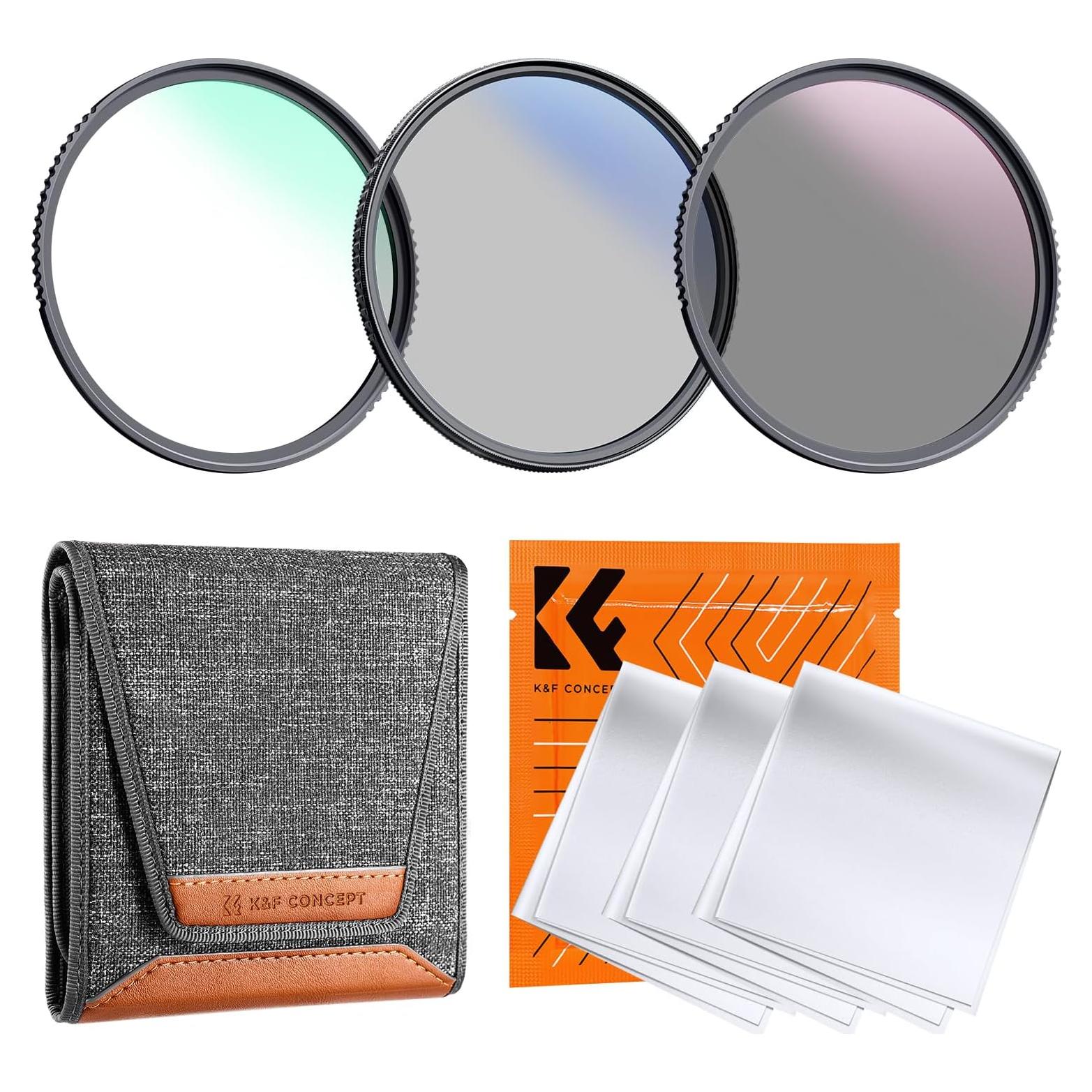 Kit de Filtros de Lente K&F Concept 37mm UV CPL ND4 3 Piezas