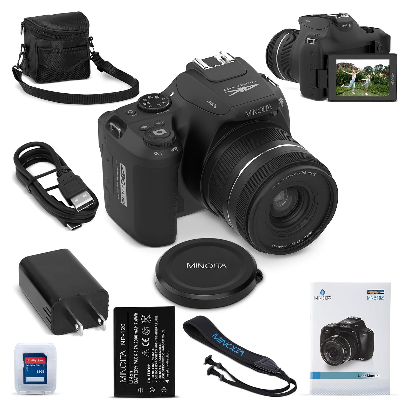 Cámara Digital Minolta ProShot 64MP - Zoom Óptico 10x, Video 4K