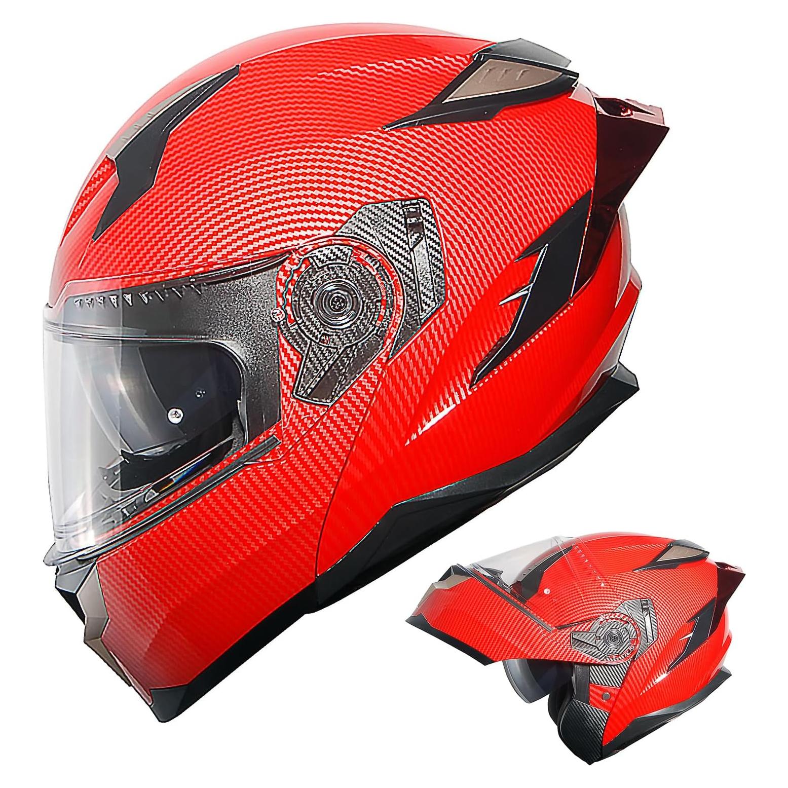 Casco Modular 1Storm HJA119 XL Fibra Carbono Doble Lente