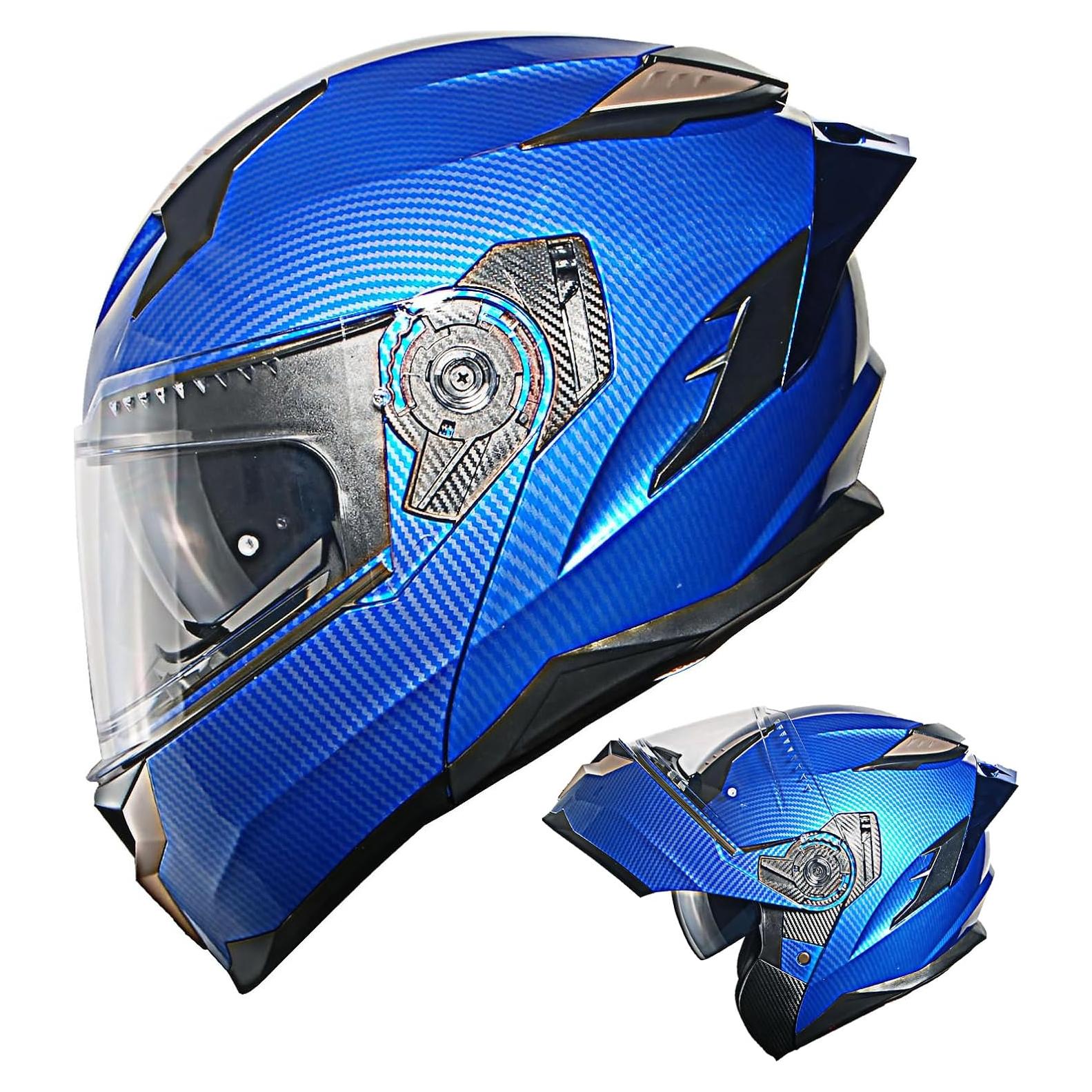 Casco Modular 1Storm HJA119 XL Fibra Carbono Azul