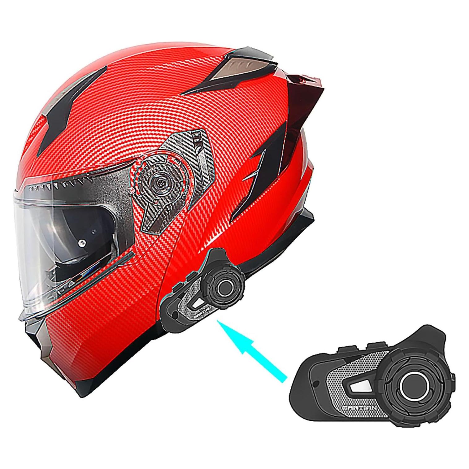 Casco Modular 1Storm HJA119 Doble Lente y Bluetooth Rojo