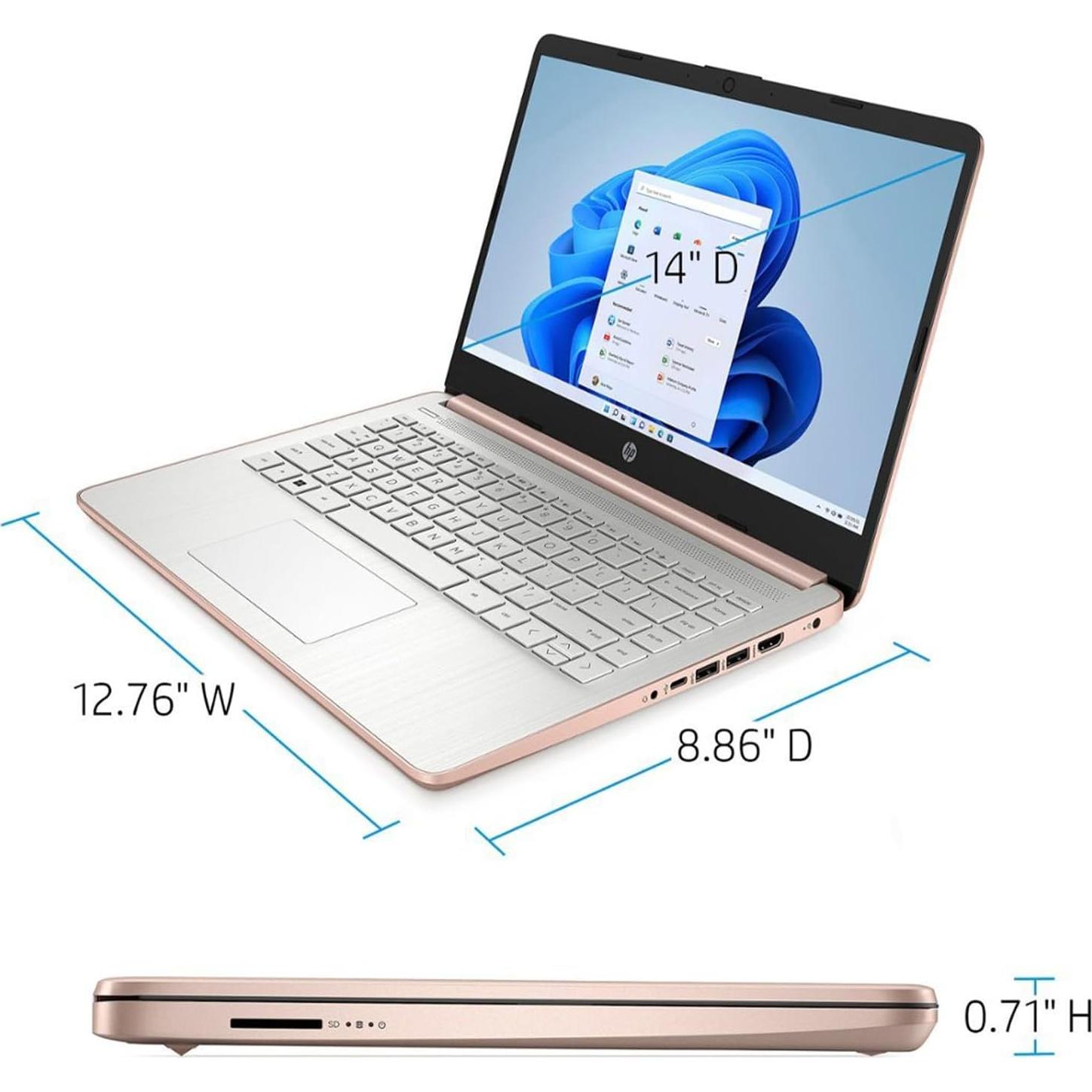 Laptop HP 14" HD, Intel Celeron N4120, 16GB RAM, Oro Rosa
