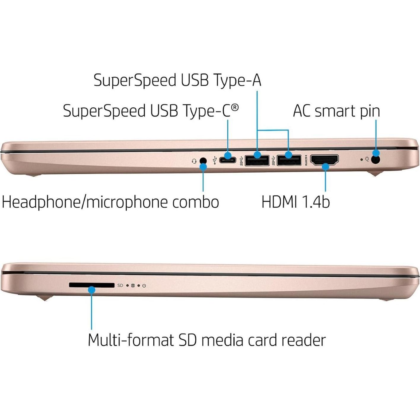 Laptop HP 14" HD, Intel Celeron N4120, 16GB RAM, Oro Rosa