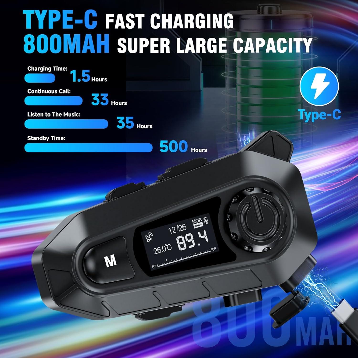 Auricular Bluetooth A1 TOUCH TWO para Casco Motocicleta IPX6