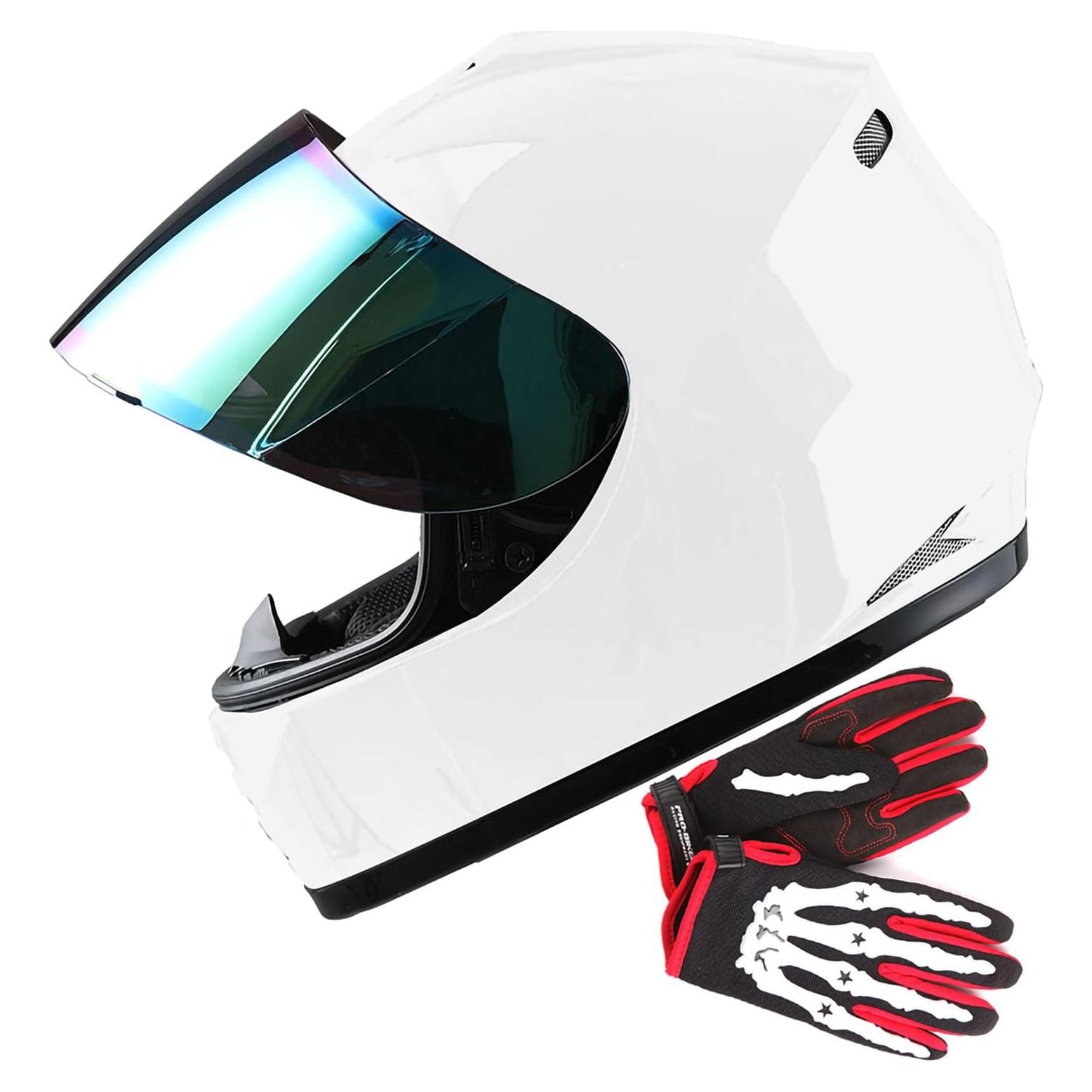 Casco Infantil WOW HKY-B15 + Guantes MX S Blanco