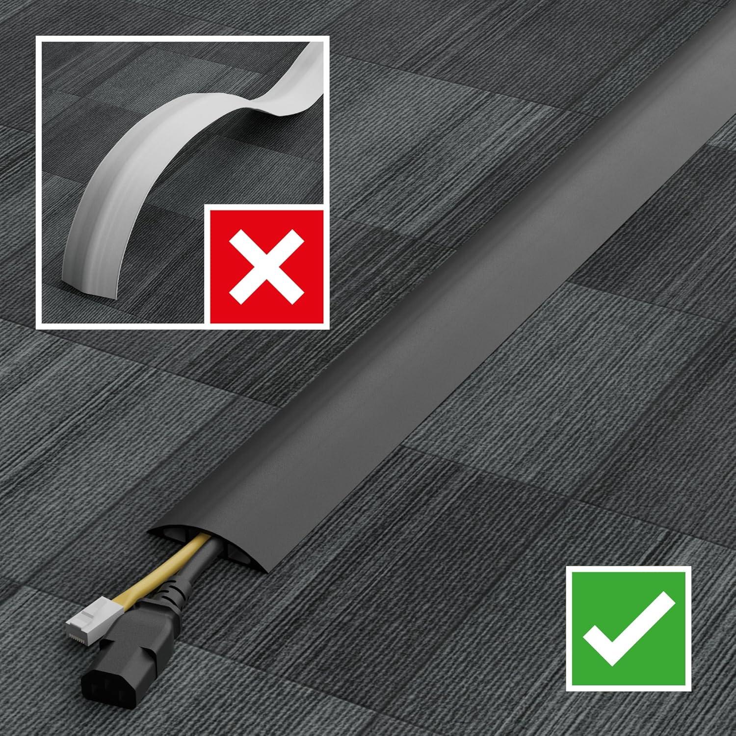 Cubierta de Cable de Suelo D-Line 6 Pies Negra Antideslizante