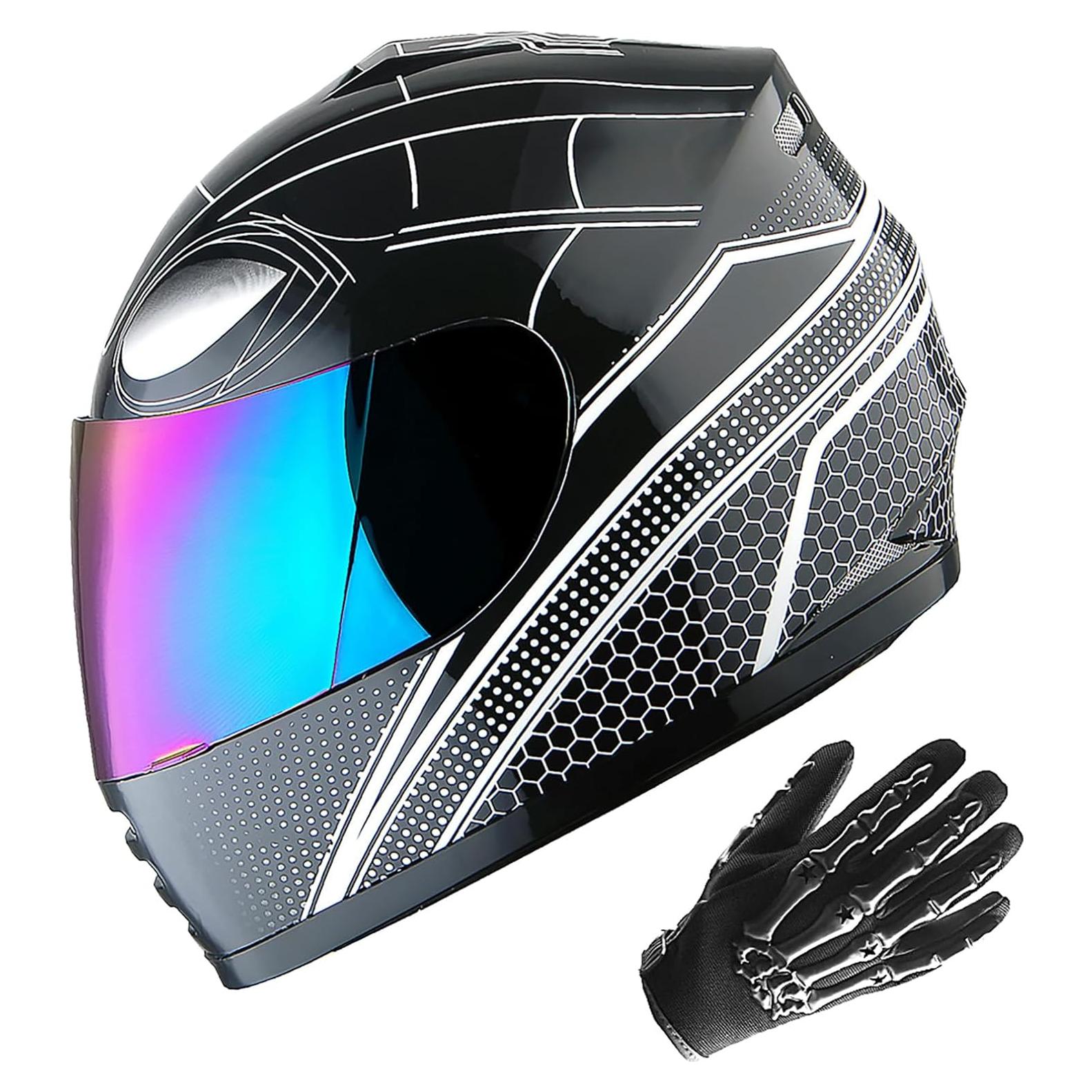 Casco Infantil WOW HKY-B15 + Guantes MX S Blanco Brillante