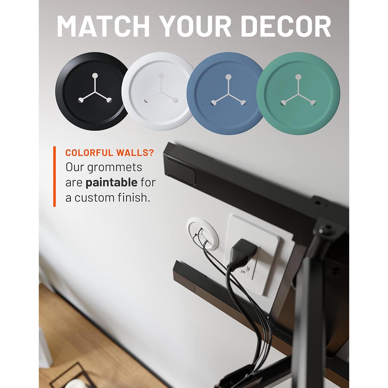 Ocultadores de Cables ECHOGEAR - Paquete de 4 Blancos