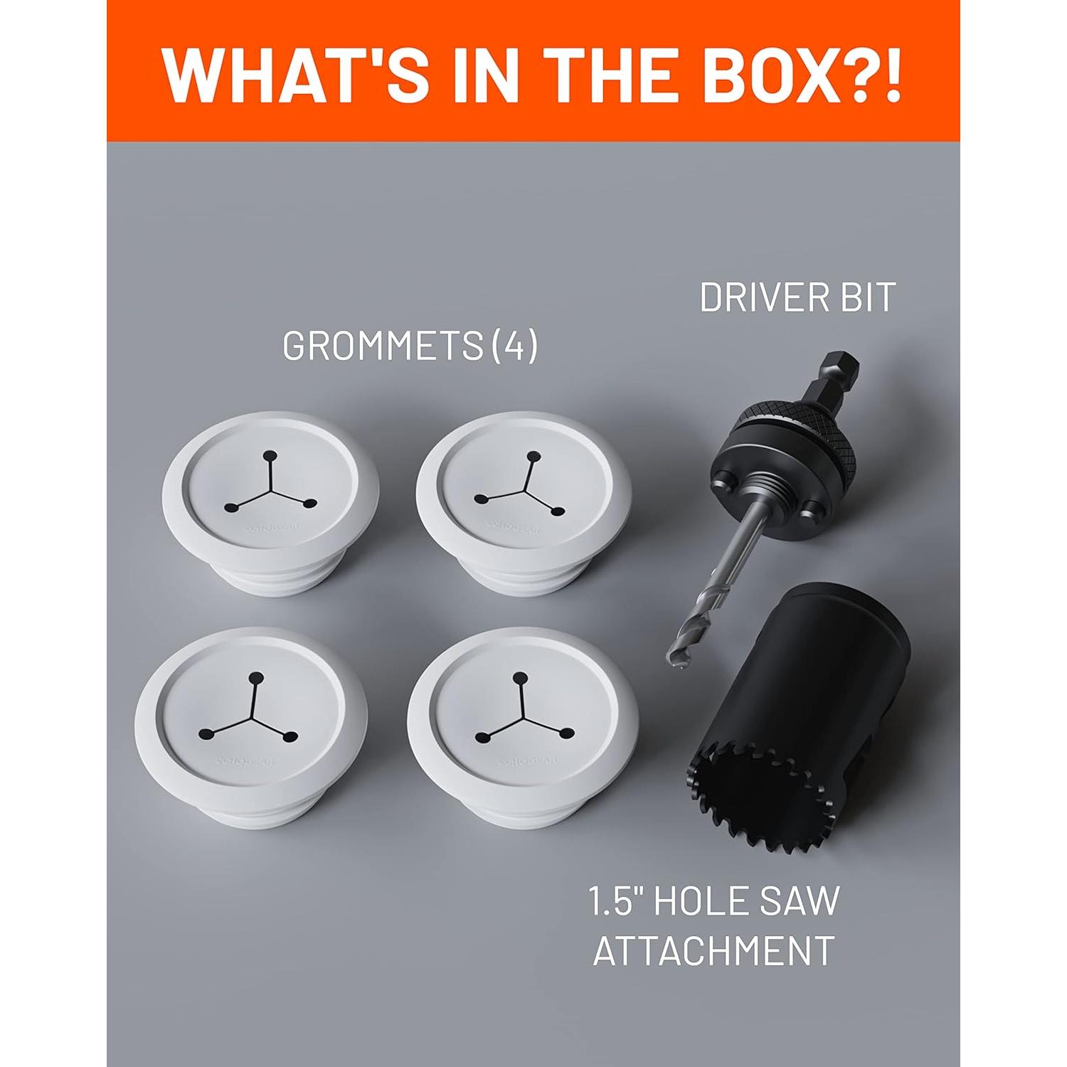 Ocultadores de Cables ECHOGEAR - Paquete de 4 Blancos