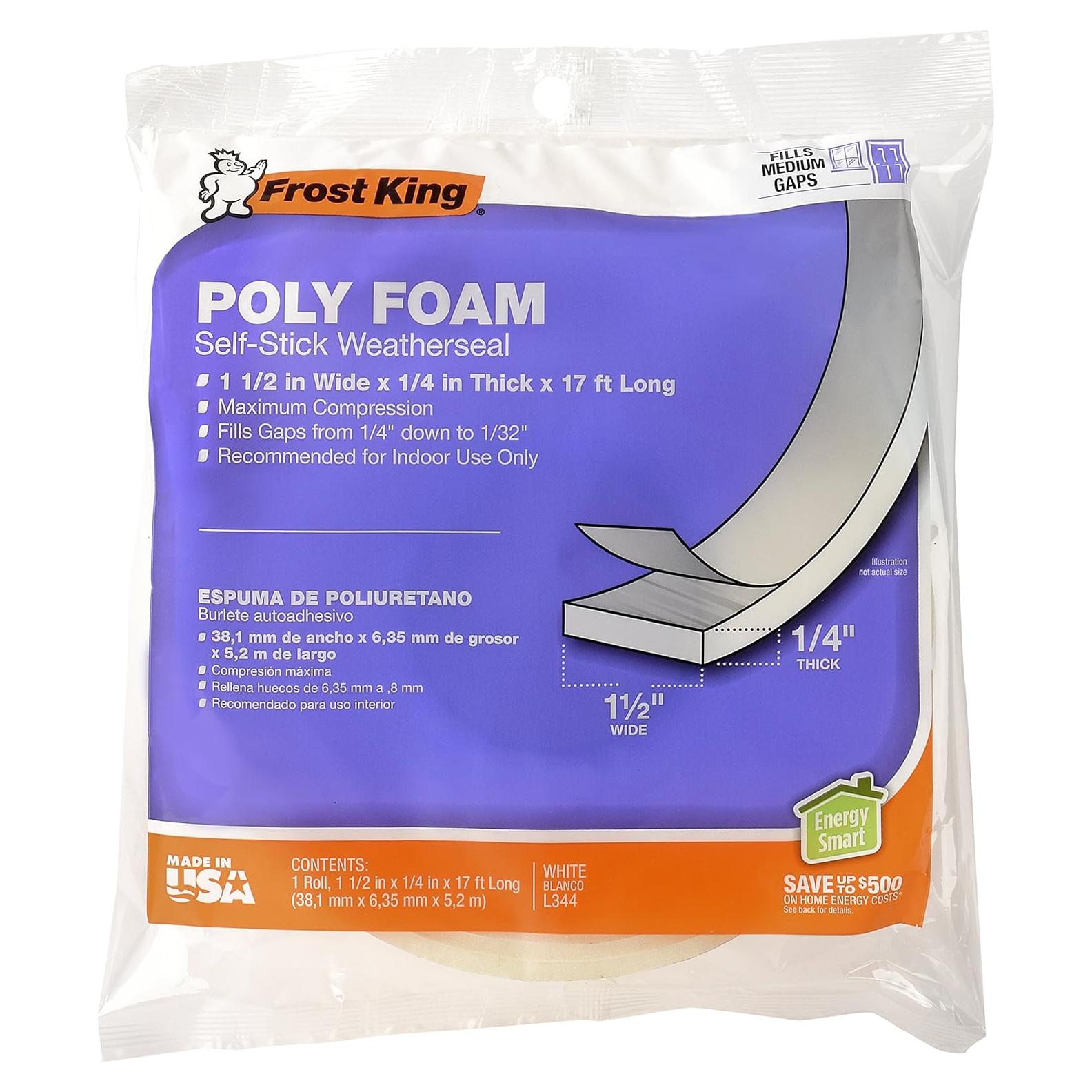 Cinta de sellado de clima Frost King L344H 3.81cm x 0.64cm x 5.18m