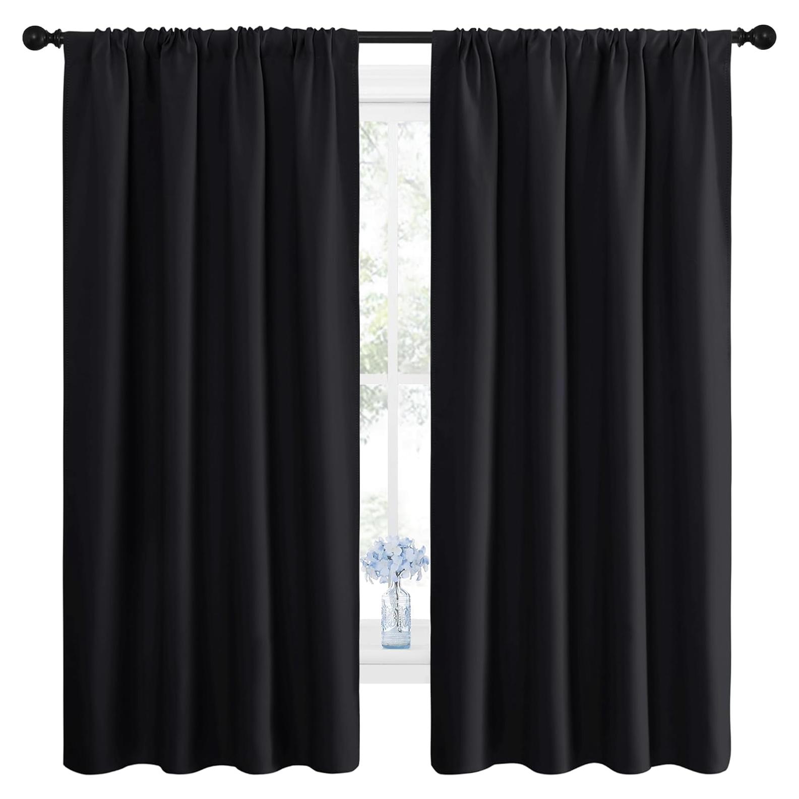 Cortinas Blackout NICETOWN 2 Paneles 106.68x160 cm Negro