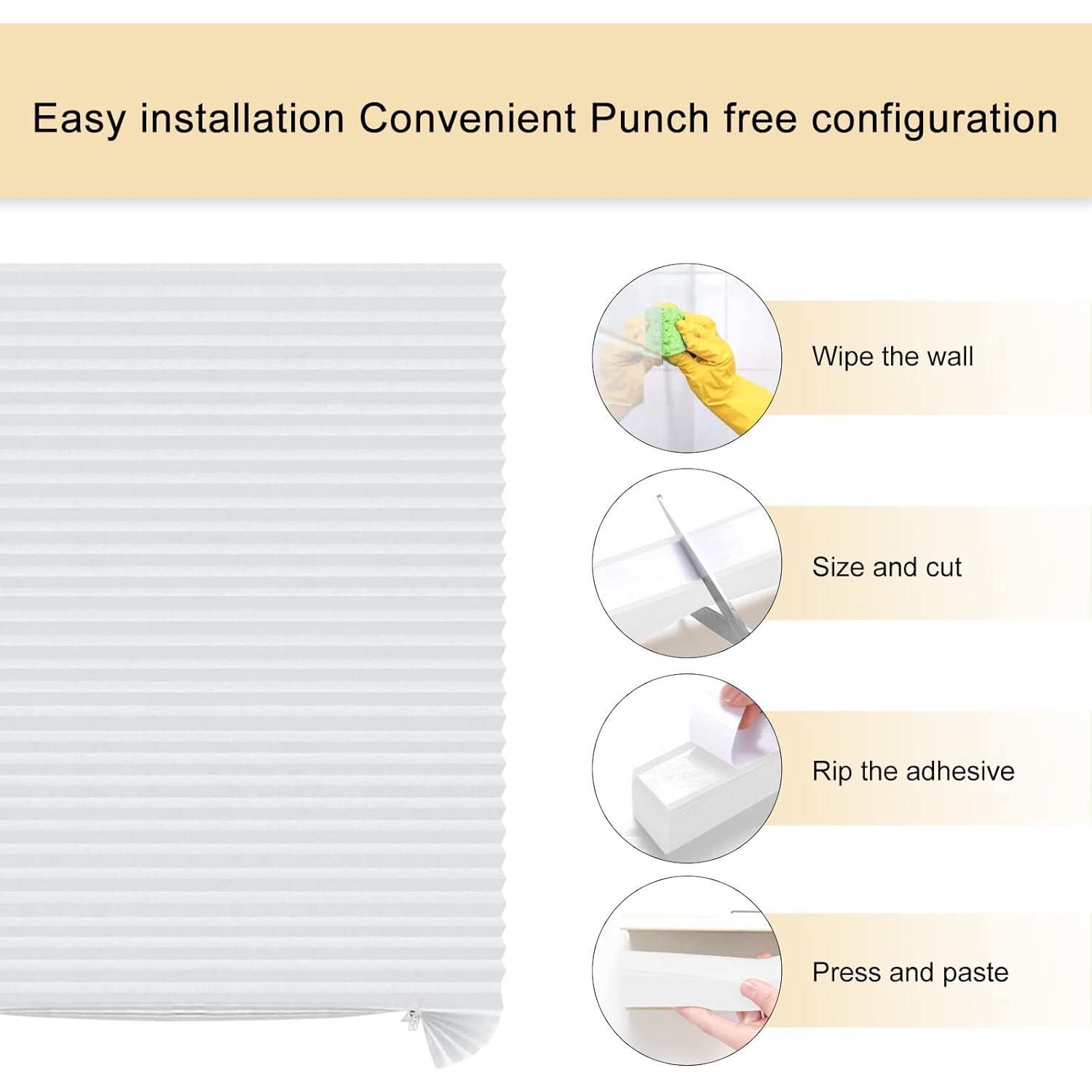 Persianas Plisadas Autoadhesivas Maritown 61x150 cm Blanco