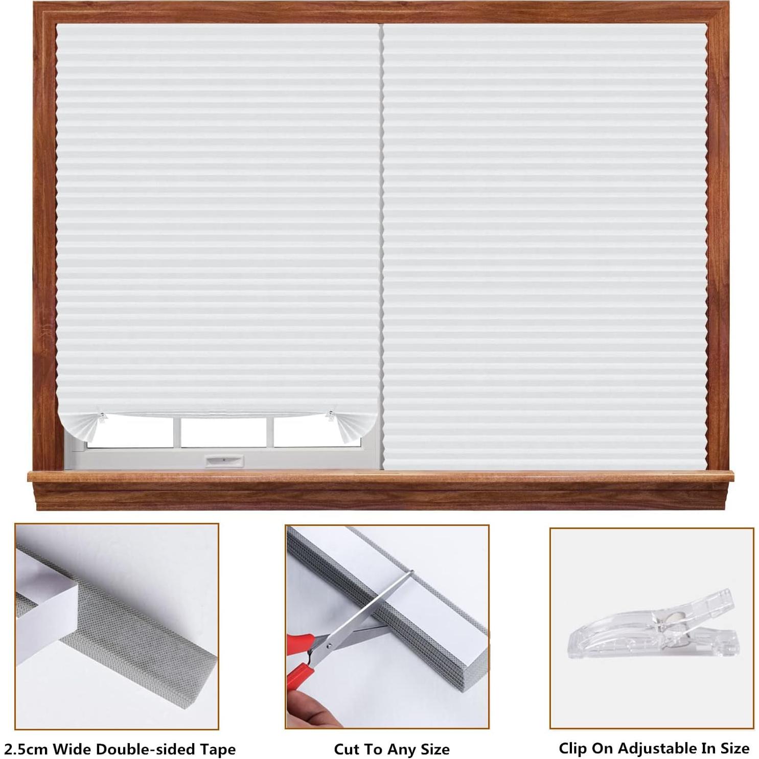 Persianas Plisadas Autoadhesivas Maritown 61x150 cm Blanco