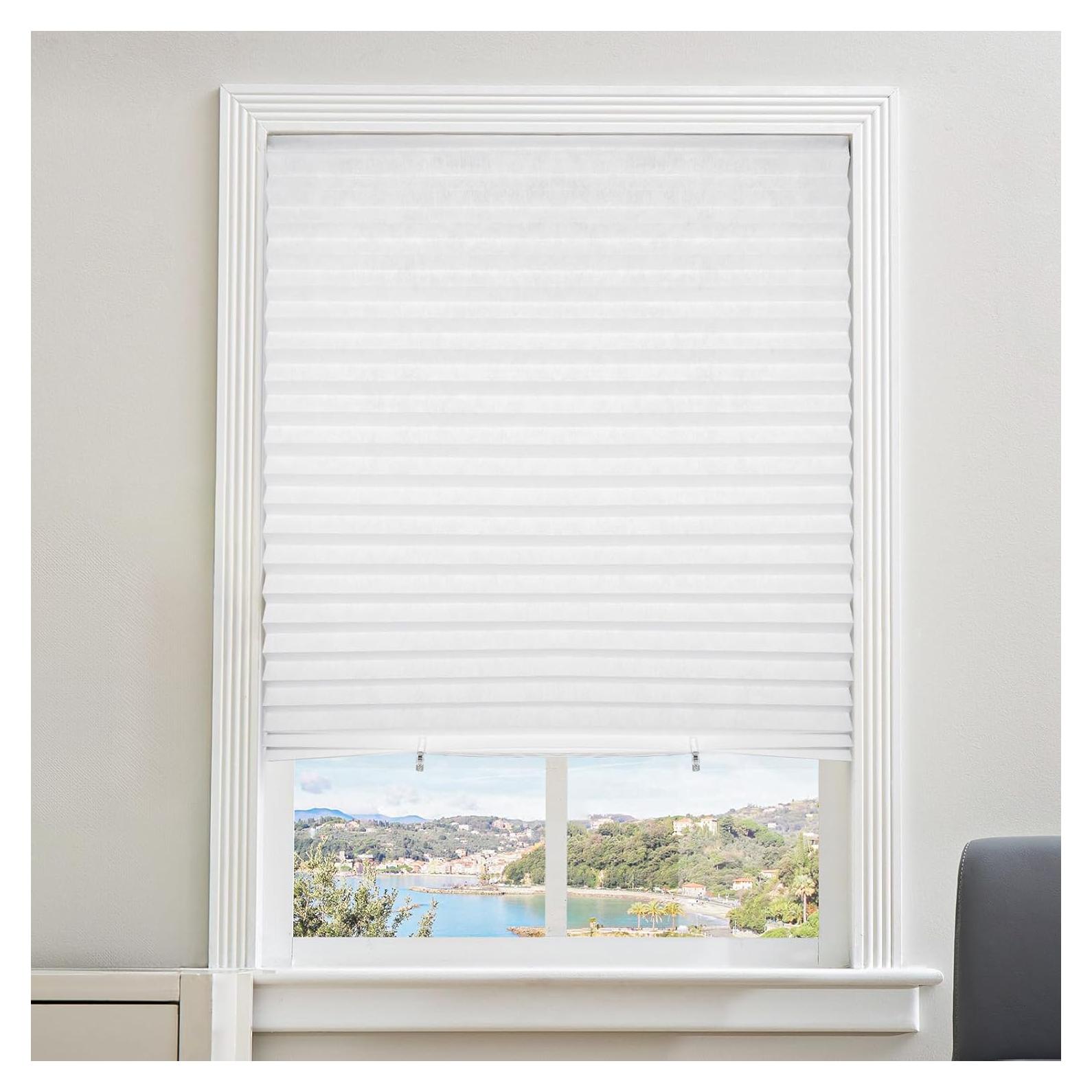 6 Cortinas Plisadas Sin Cable Touri 91x183 cm Blancas Filtrantes