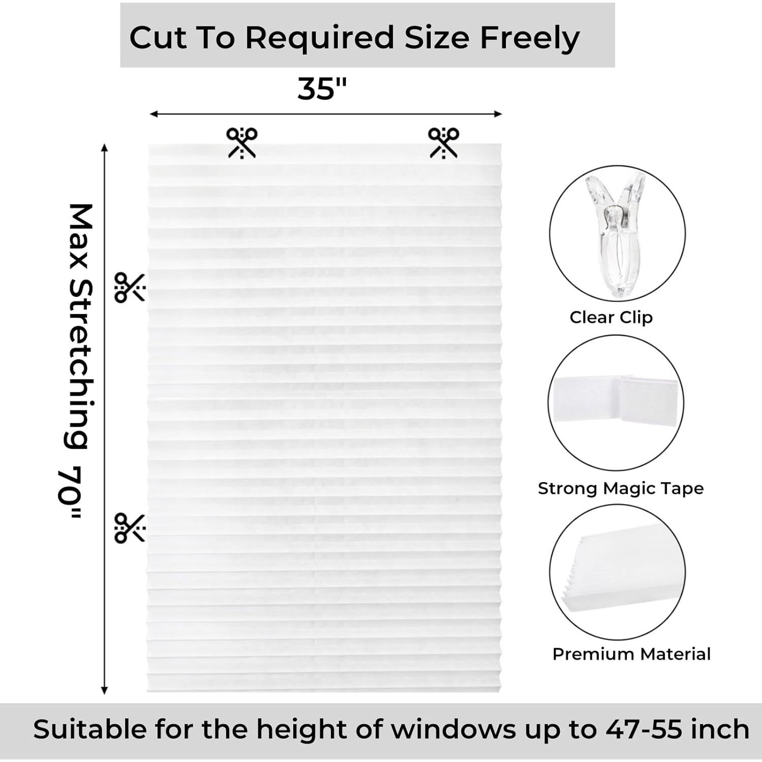 Paquete de 6 Cortinas Plisadas Temporales Tlence 35x70 cm Blanco