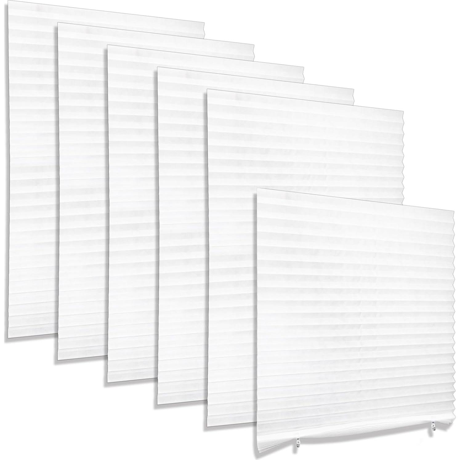 Paquete de 6 Cortinas Plisadas Temporales Tlence 35x70 cm Blanco