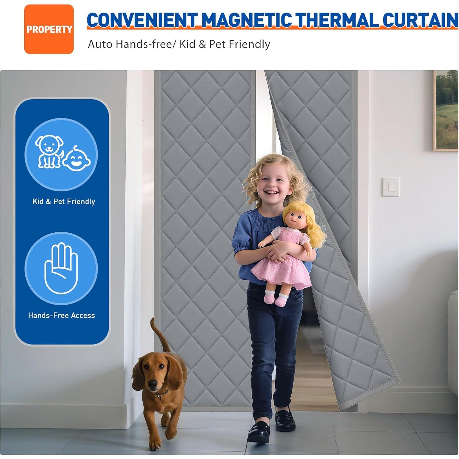 Cortina Térmica Aislante Magnética MAGZO 86.36x203.2cm Gris