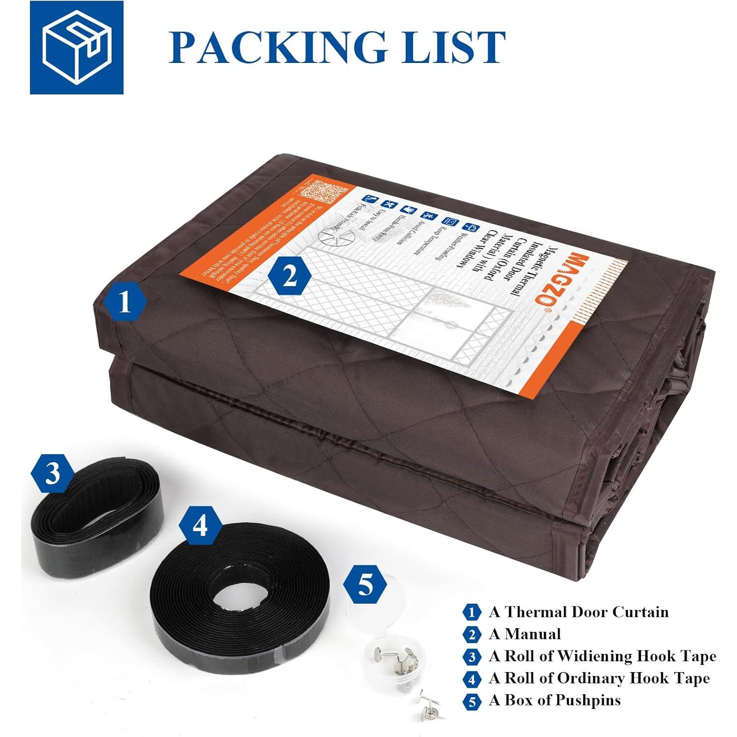 Cortina Térmica Aislante Magnética MAGZO 96.5x208.3cm Marrón