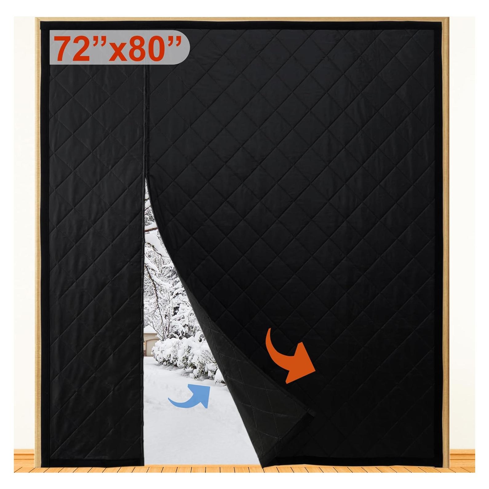 Cortina de Puerta Térmica Aislante HxLmn 188x205 cm Negra