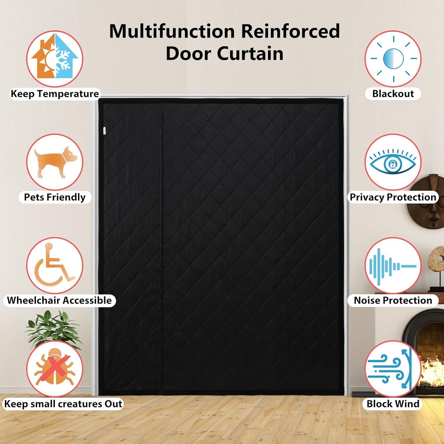 Cortina de Puerta Térmica Aislante HxLmn 188x205 cm Negra