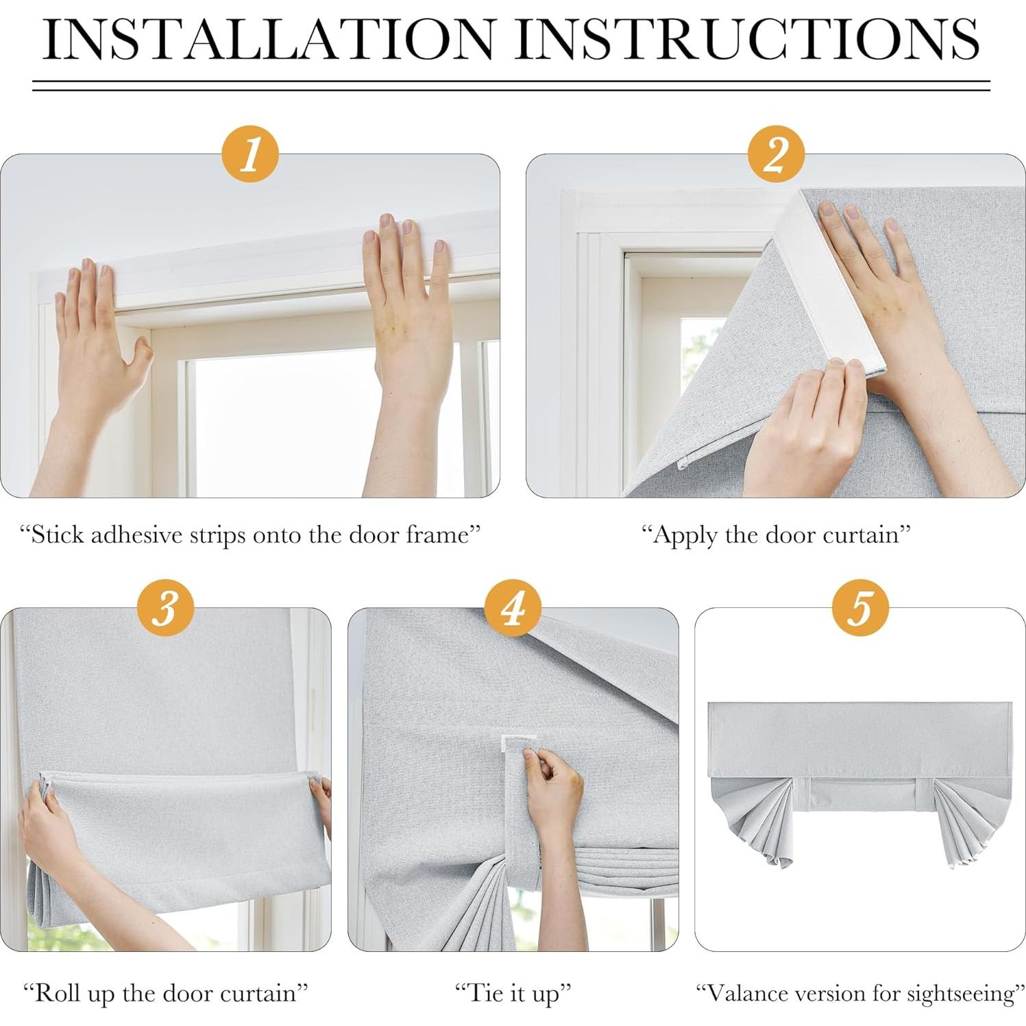 Cortina Opaca de Lino RYB HOME 66x203 cm Blanca Grisácea