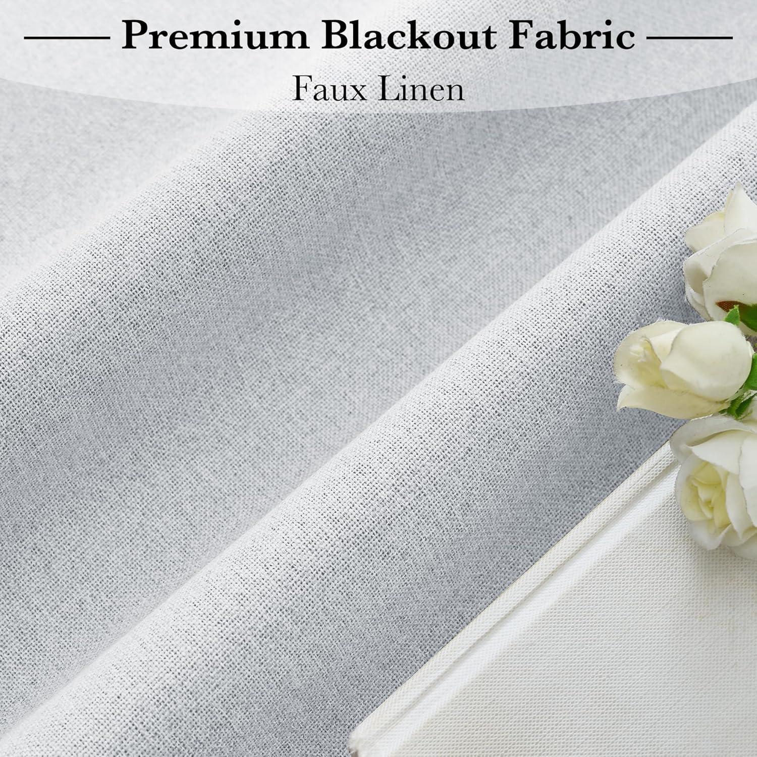 Cortina Opaca de Lino RYB HOME 66x203 cm Blanca Grisácea