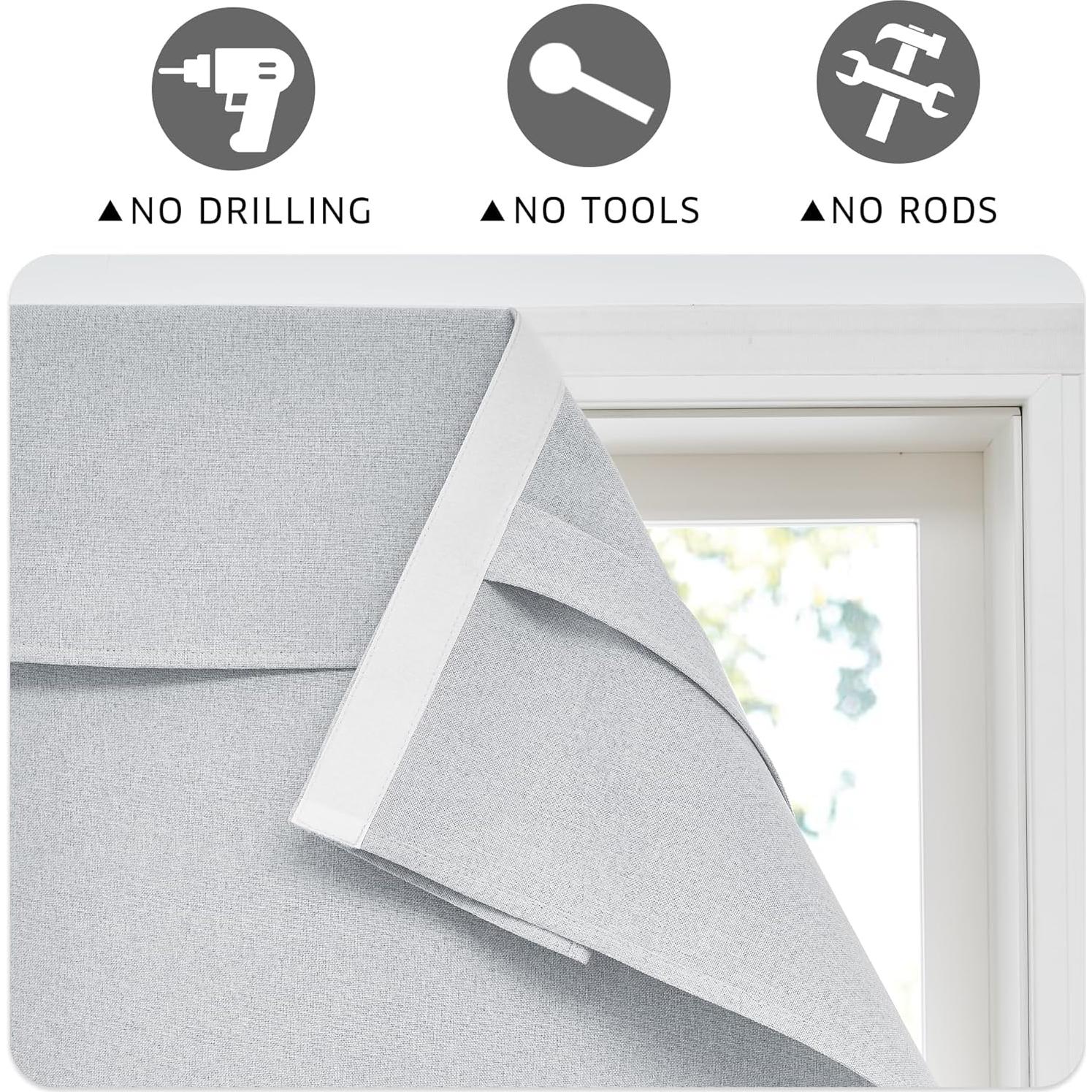 Cortina Opaca de Lino RYB HOME 66x203 cm Blanca Grisácea