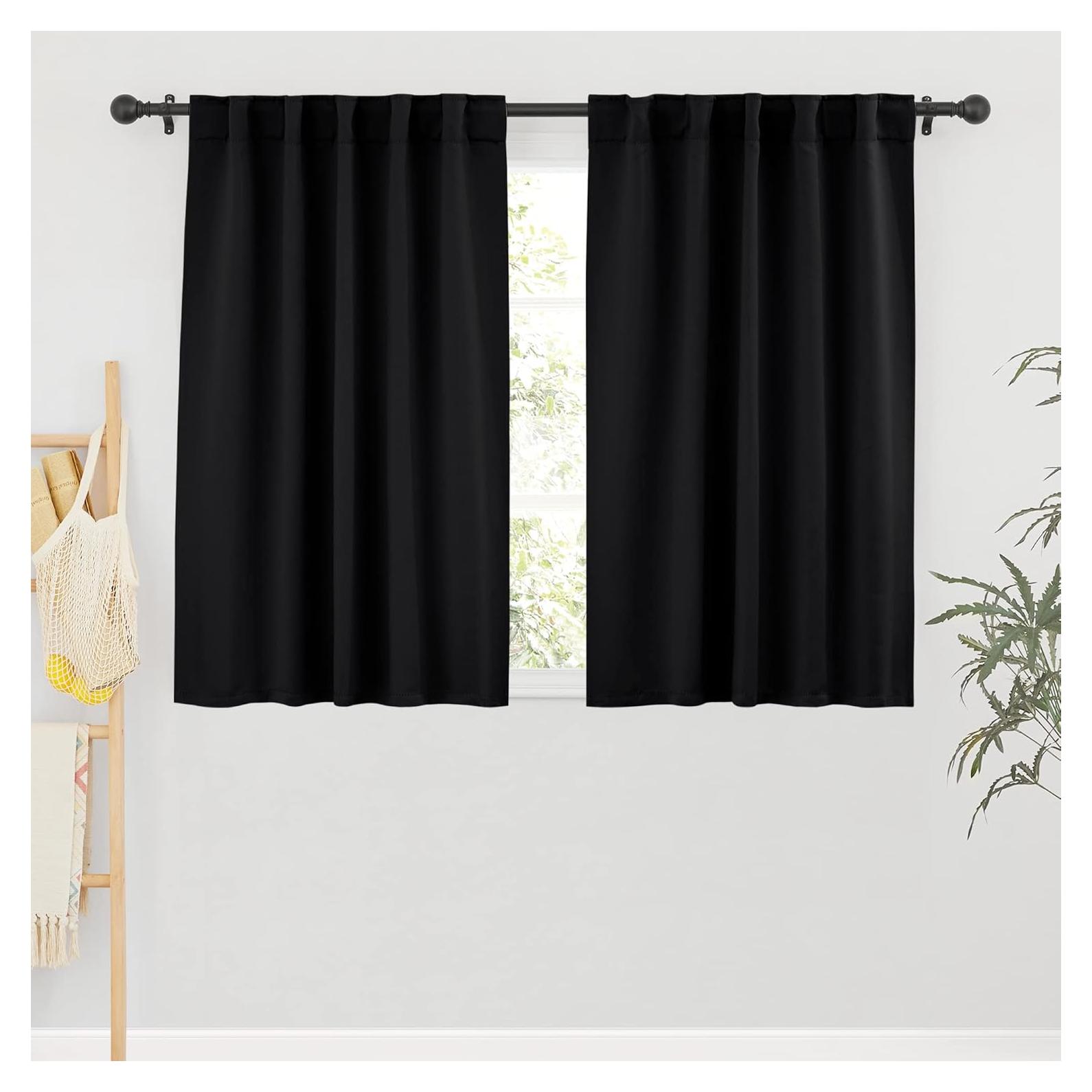 Cortinas Opacas RYB HOME 42x45 cm Aislantes 2 Paneles Negro