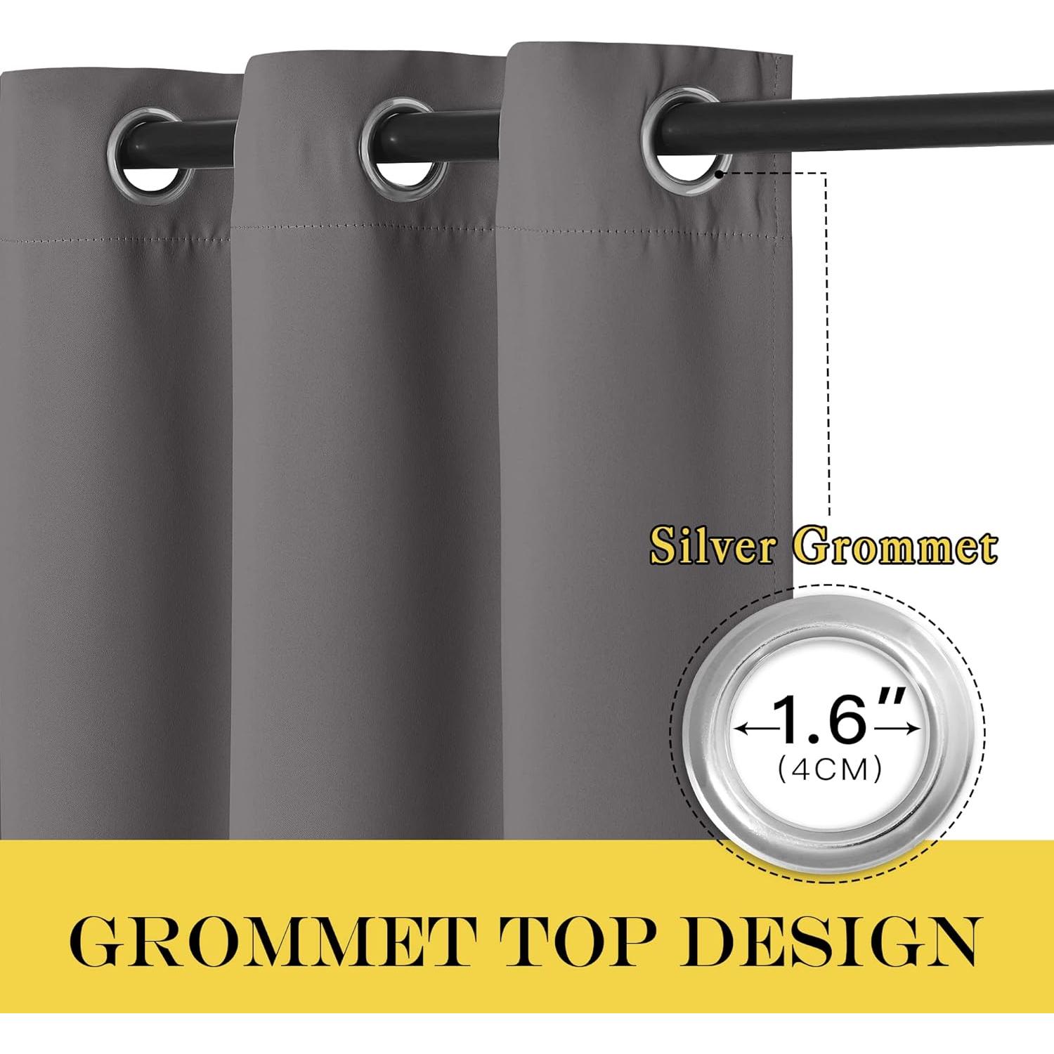 Cortina Blackout NICETOWN Gris 100x84 cm Aislante Térmico