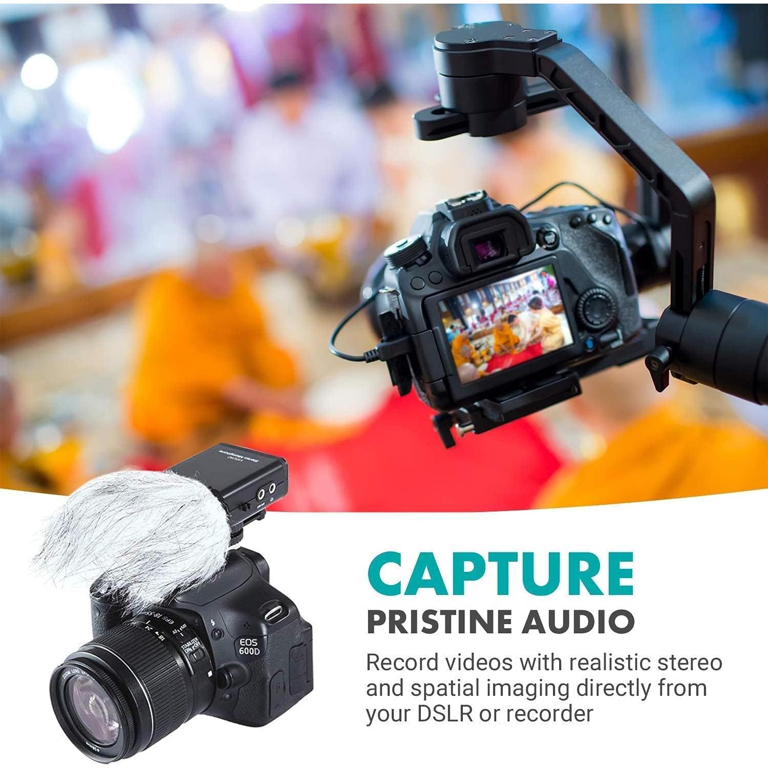 Micrófono Estéreo Movo VXR280 para Cámara DSLR - Condensador Ajustable