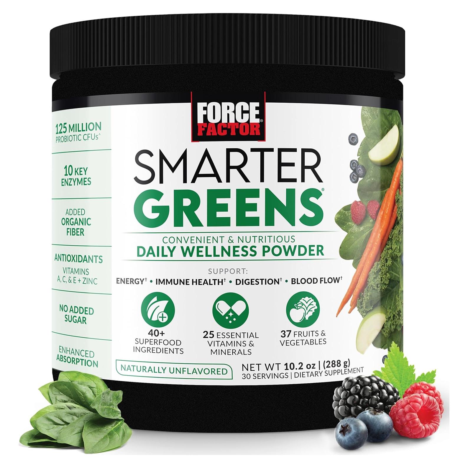 Force Factor Smarter Greens Polvo de Superalimento 30 Porciones