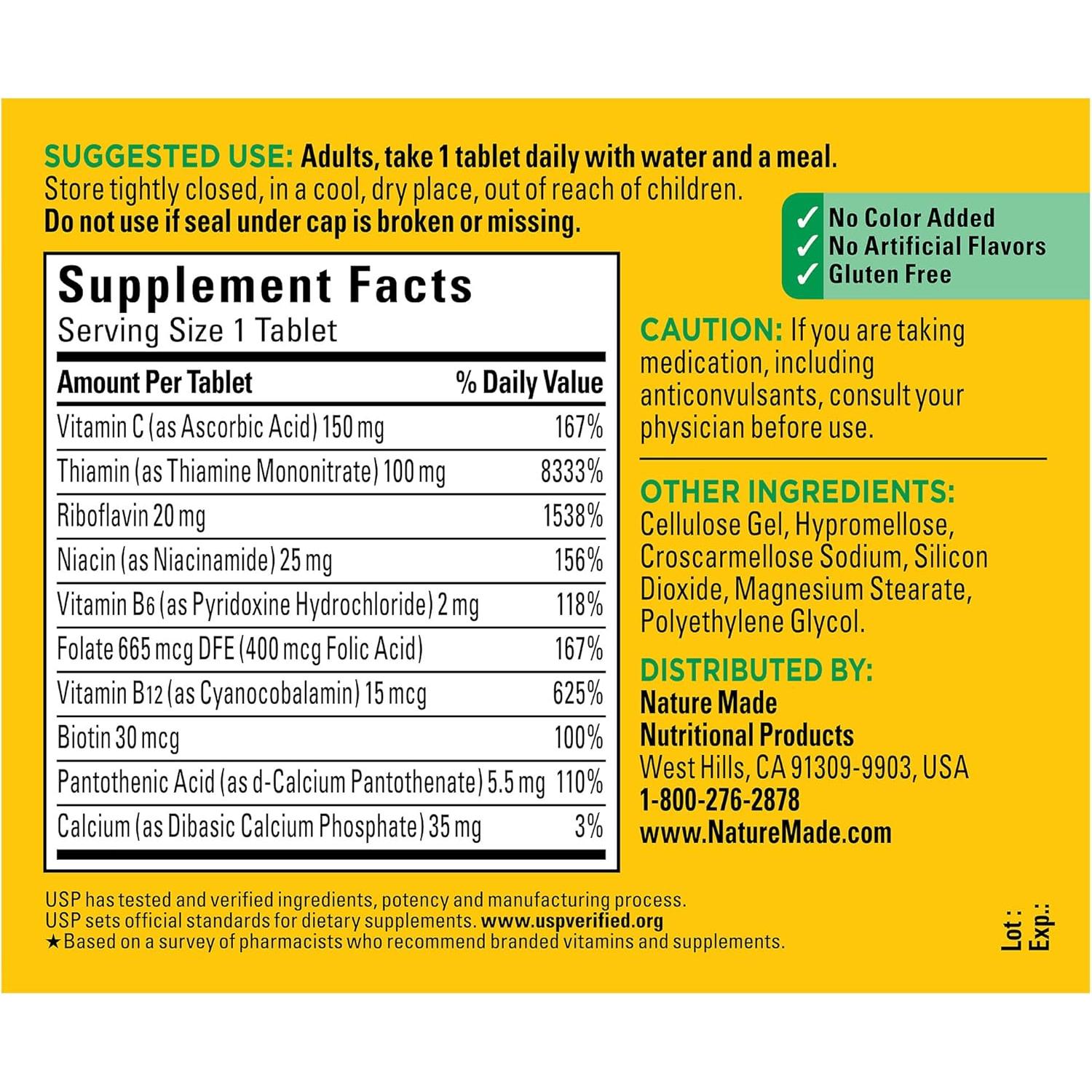 Nature Made Super B Complex 140 Tabletas con Vitamina C