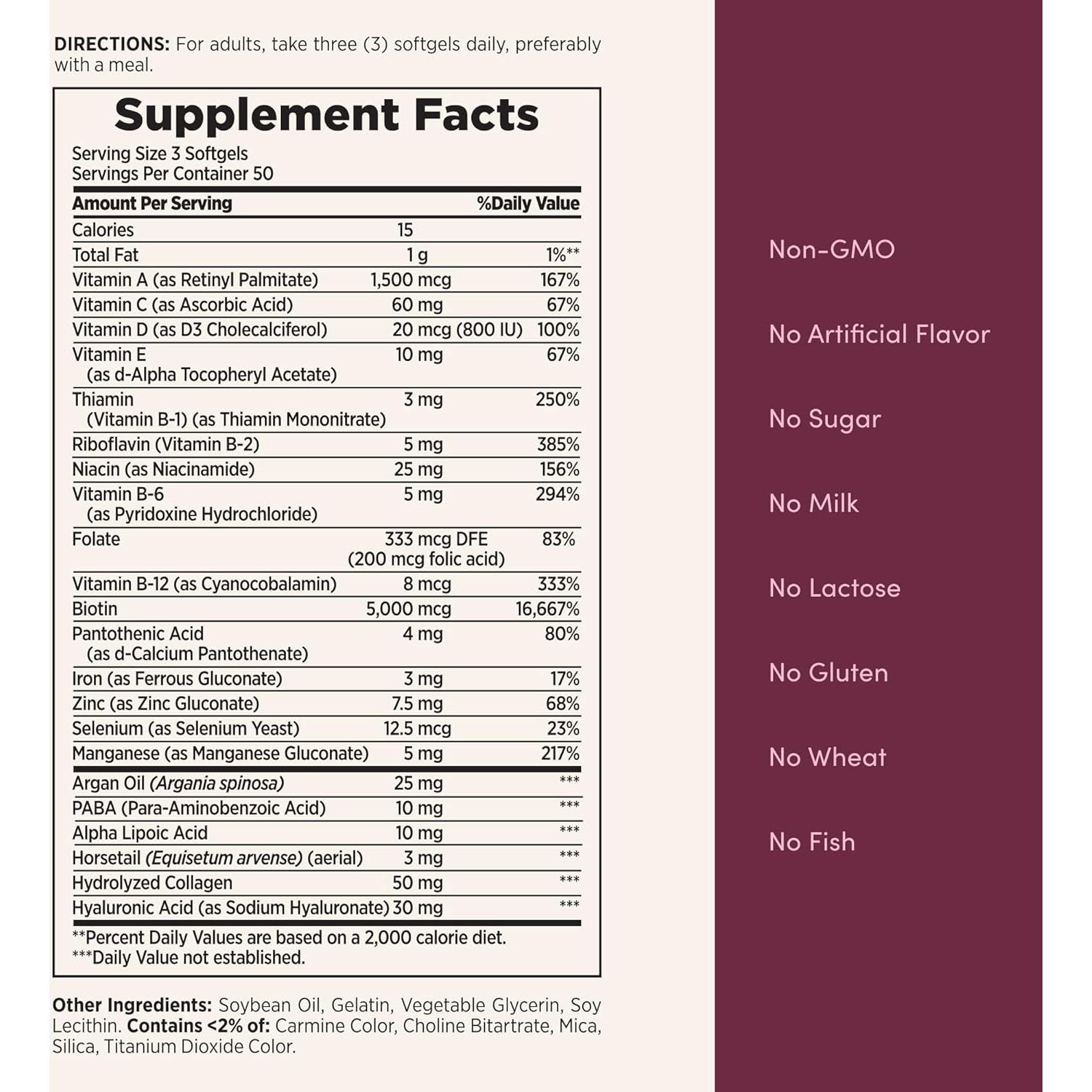 Suplemento Vitamínico Nature's Bounty 150 Geles Cabello Piel Uñas