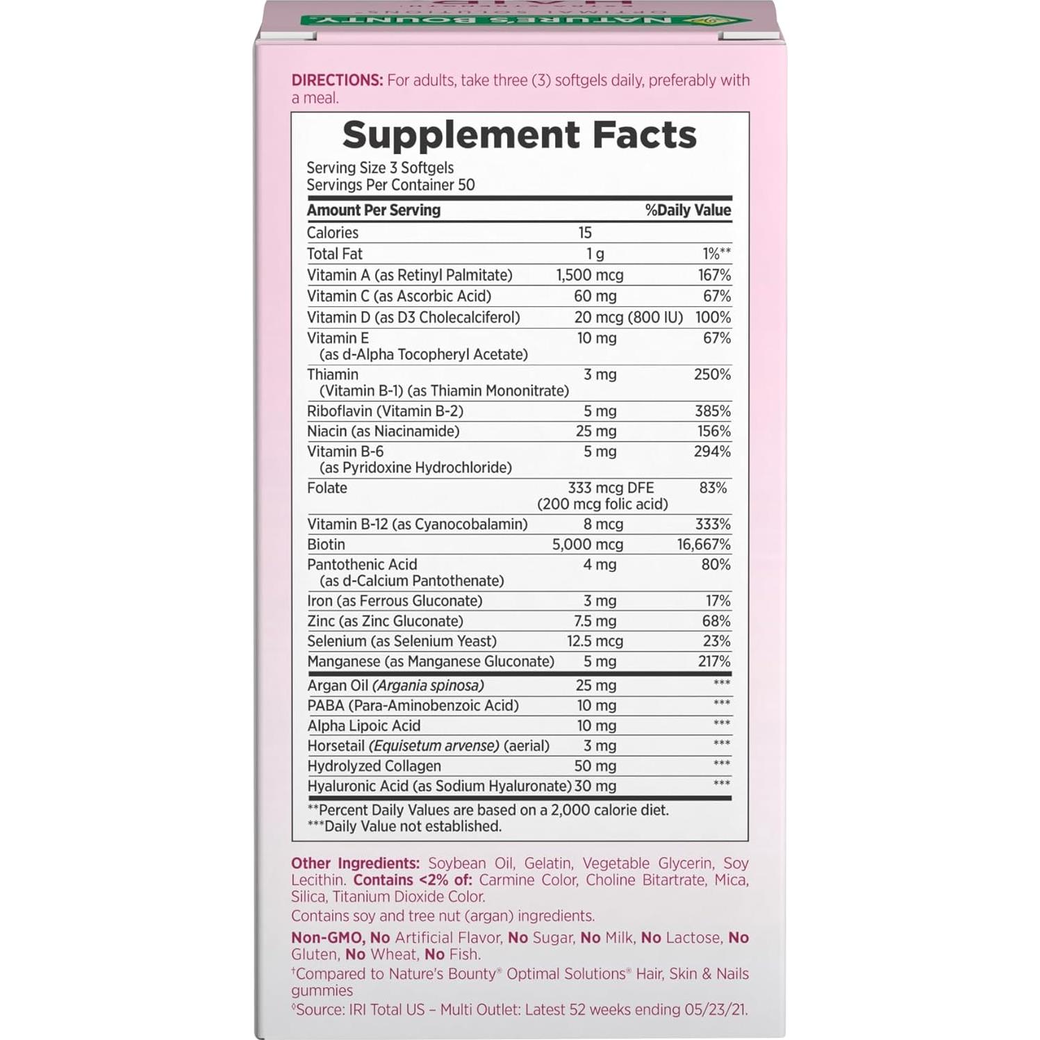 Suplemento Vitamínico Nature's Bounty 150 Geles Cabello Piel Uñas