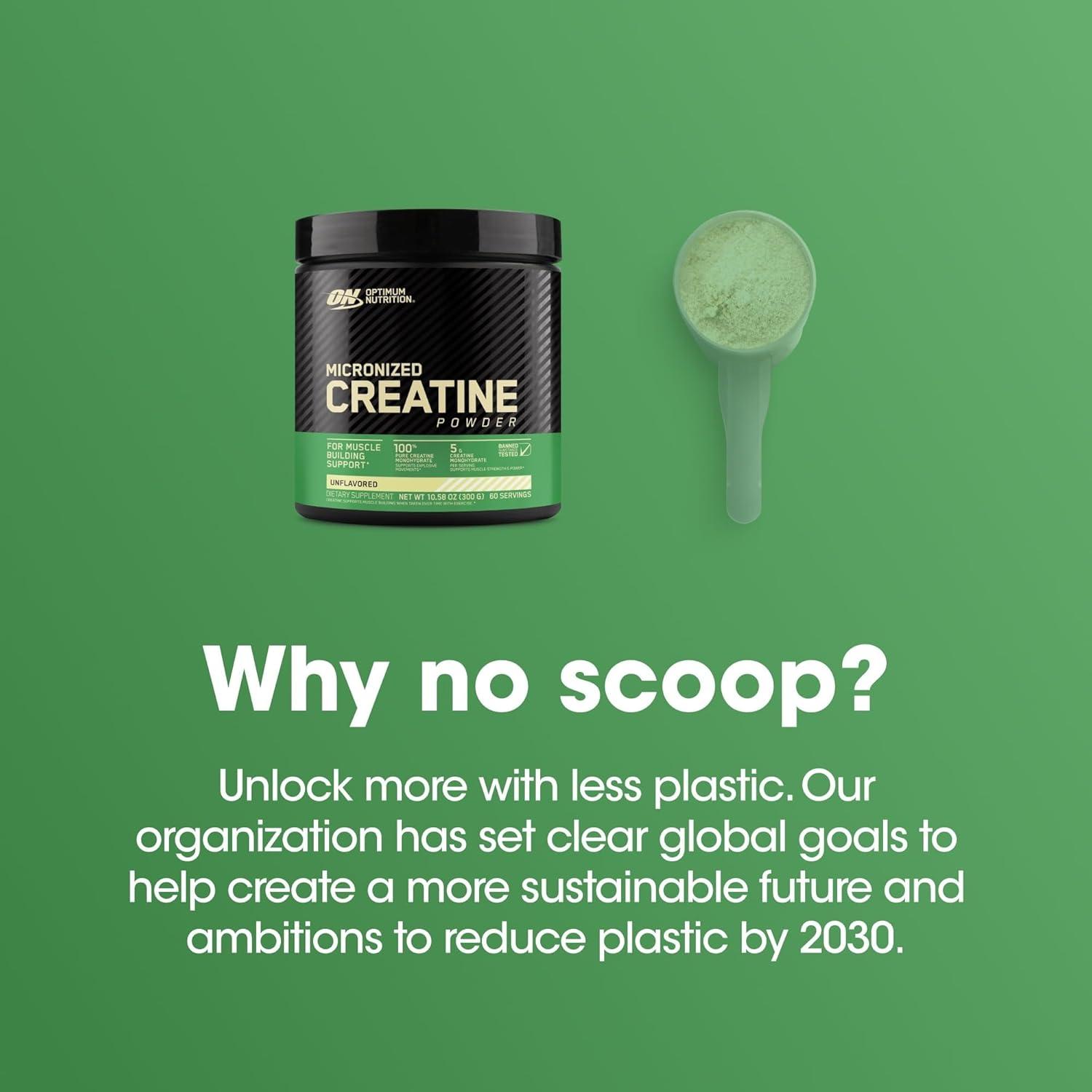 Creatina Monohidratada Micronizada Optimum Nutrition 300g 60 Porciones