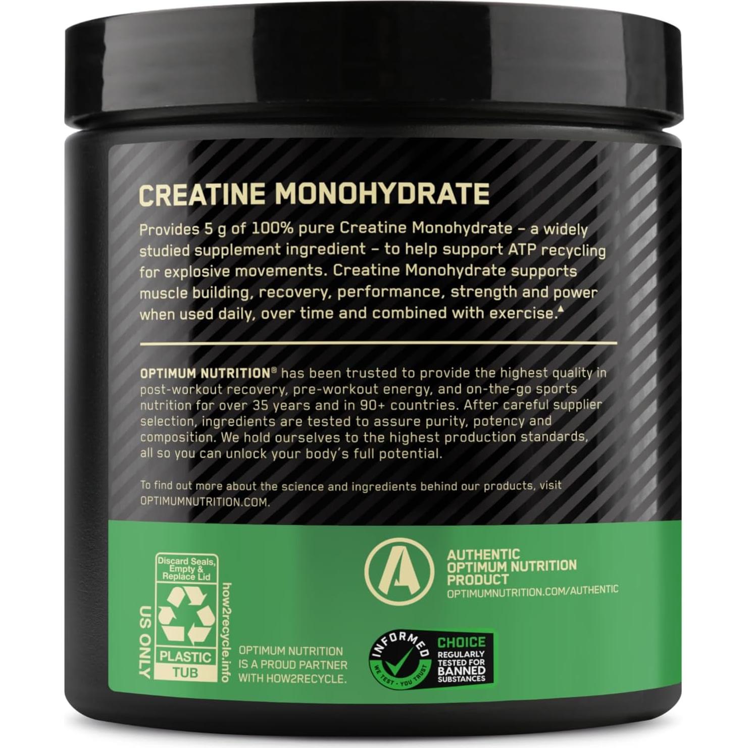 Creatina Monohidratada Micronizada Optimum Nutrition 300g 60 Porciones