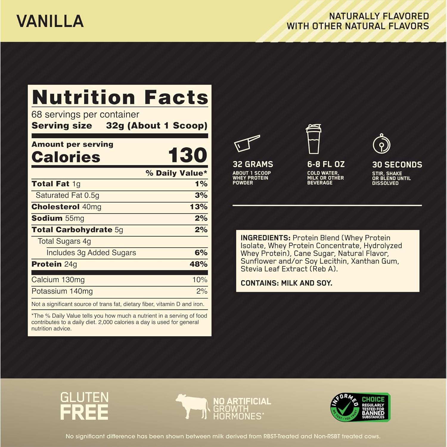 Proteína en Polvo Optimum Nutrition Gold Standard Vainilla 2270g