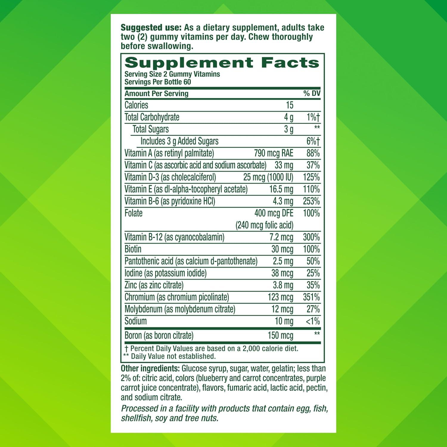 Gomitas Vitafusion para hombres 120 unidades A, C, D, E, B6, B12