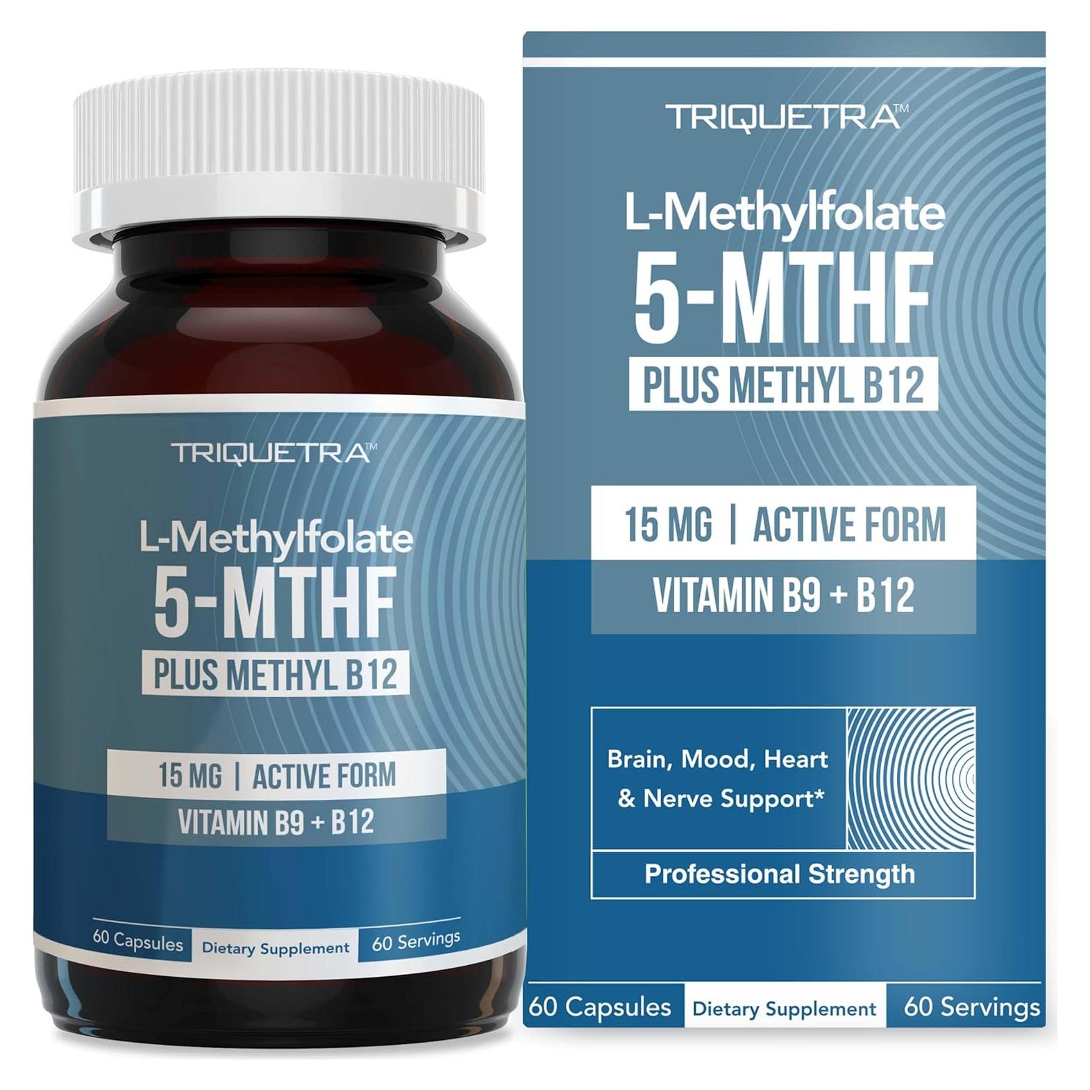 L-Metilfolato 15mg + Metil B12 - 60 Cápsulas - Triquetra Health