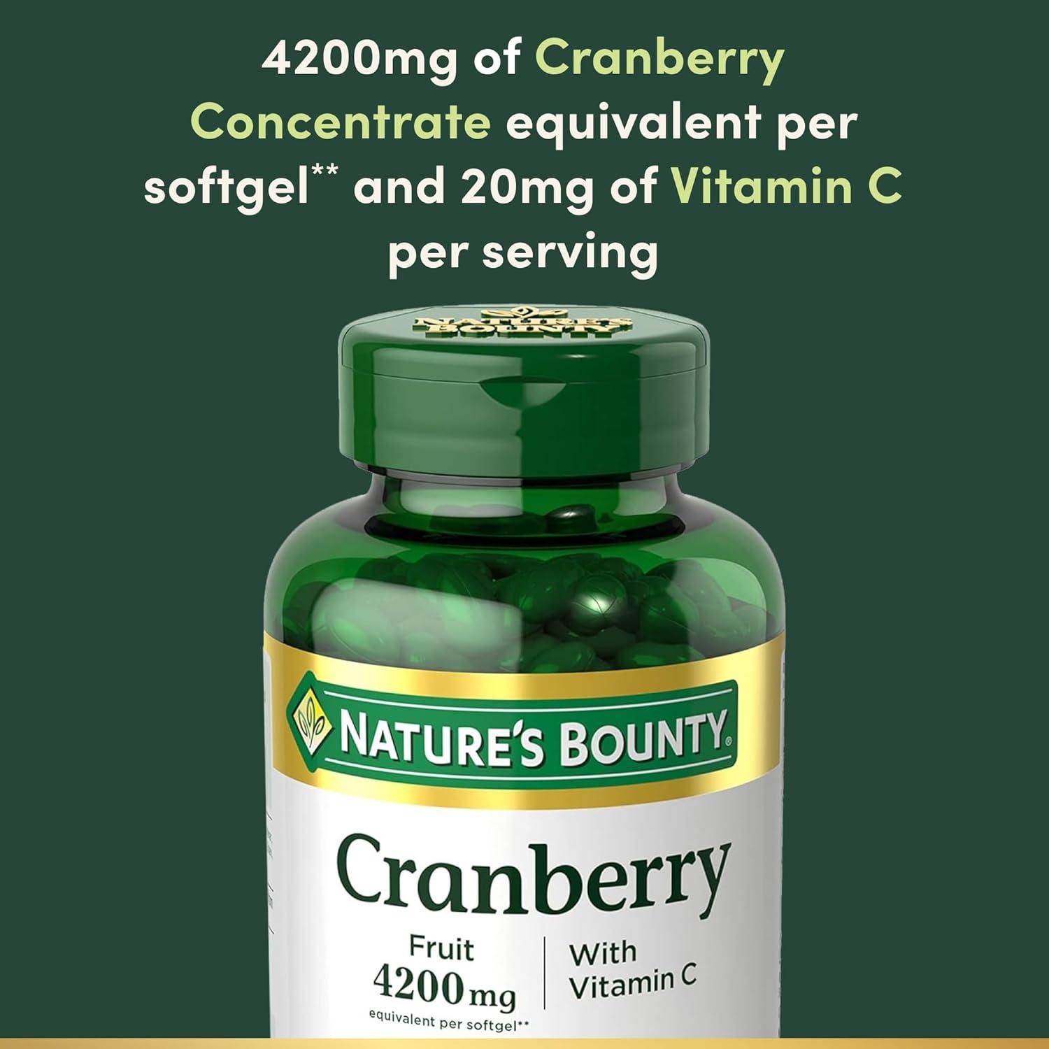 Suplemento de Arándano Nature's Bounty 4200 mg con Vitamina C - 250 Gelatinas Blandas
