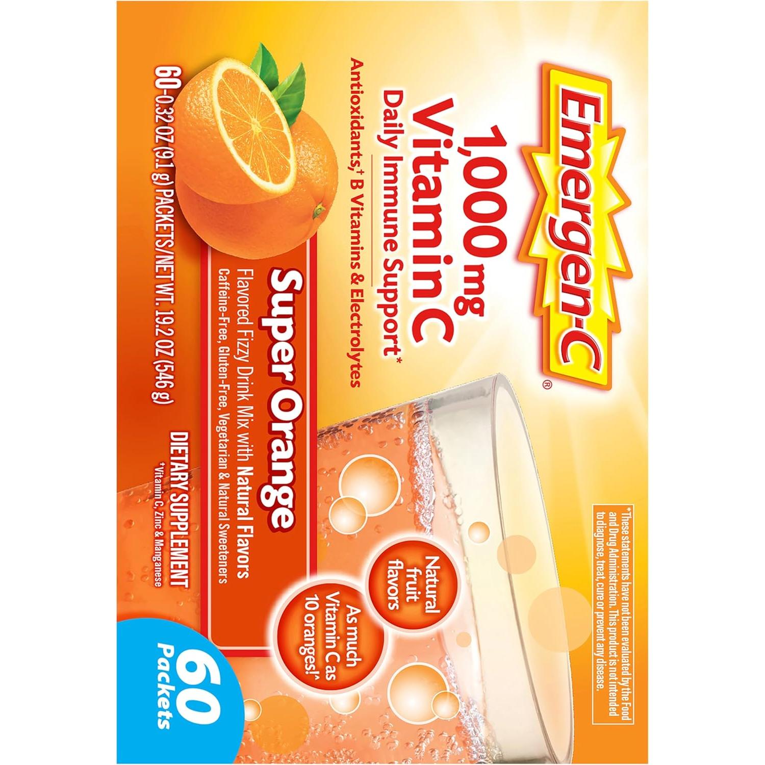 Emergen-C 1000mg Polvo Vitamina C Sabor Naranja 60 Sobres
